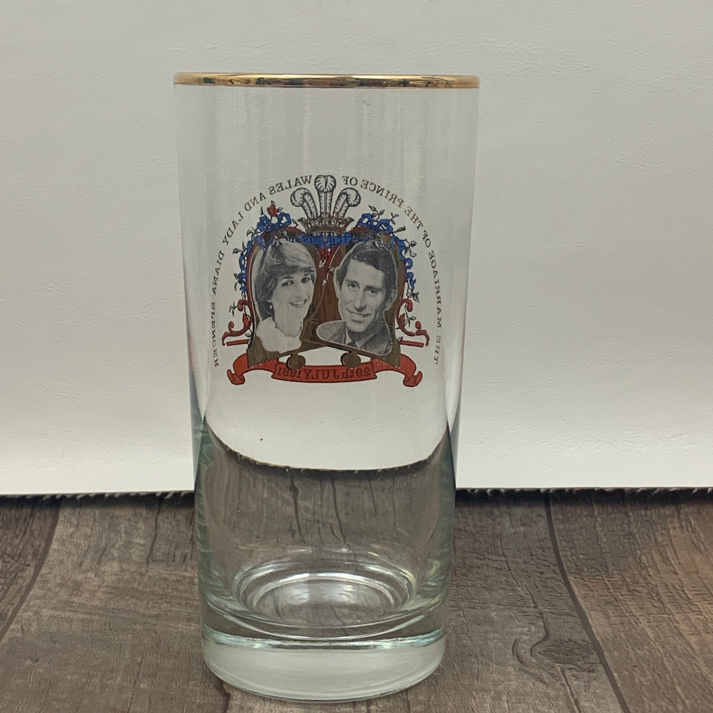 Princess Diana and Prince Charles Commemorative Glass Royal Wedding Souvenir 1980s Collectible