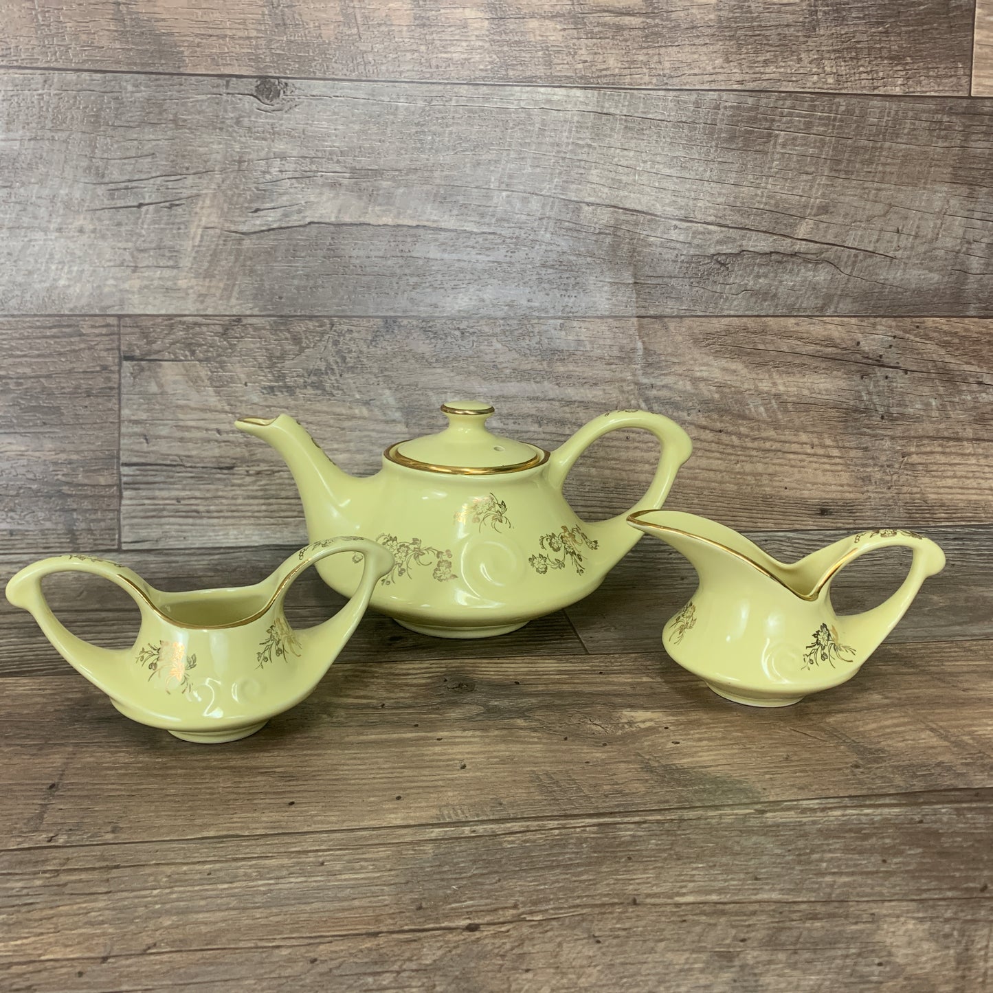 Yellow Tea Set, Vintage Teapot, Creamer, and Sugar Bowl