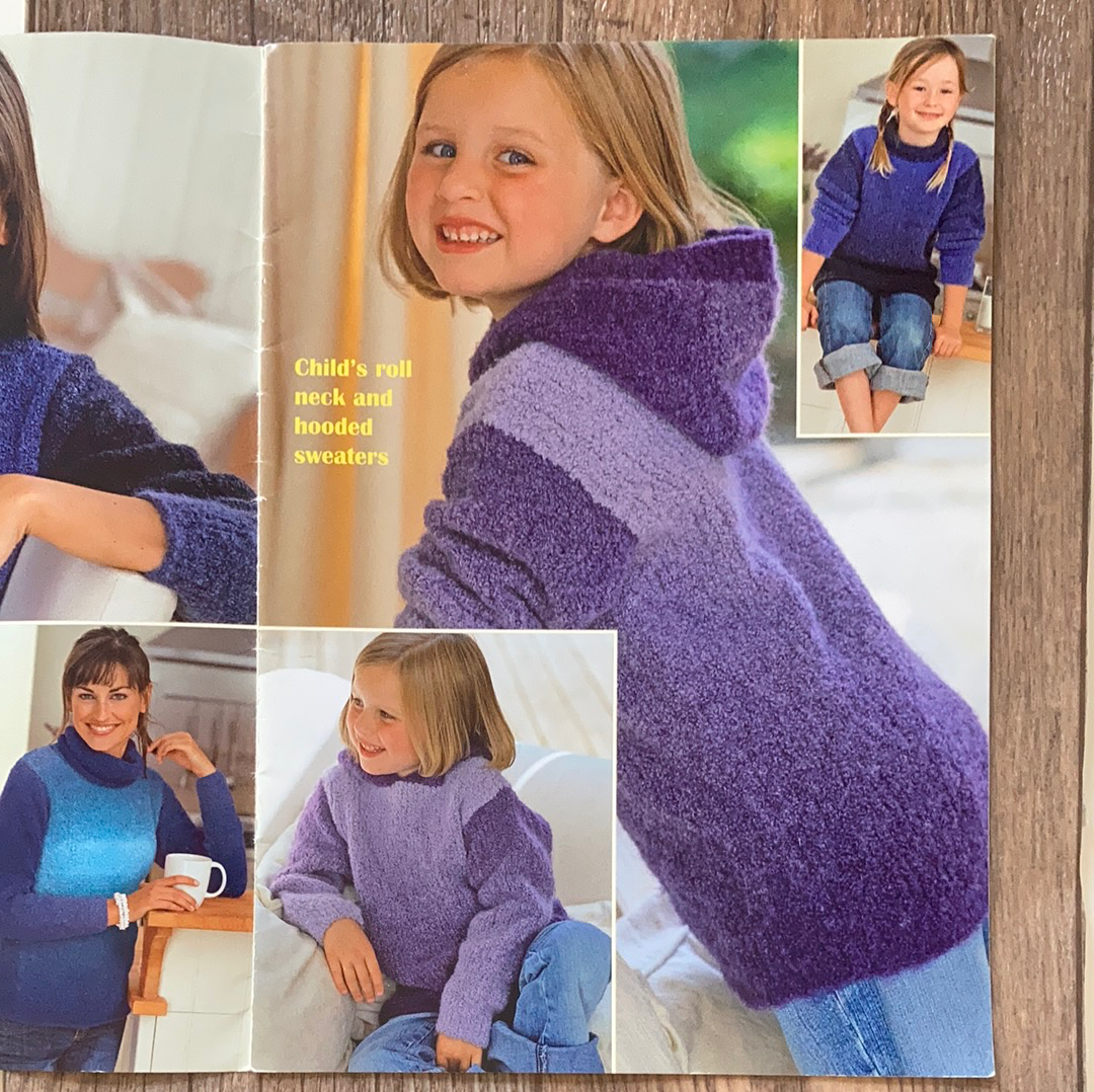 Ladies and Kids Sweaters Hats Scarf Mittens Poncho One Ball Knitting Patterns for YoYo Yarn by Sirdar UK