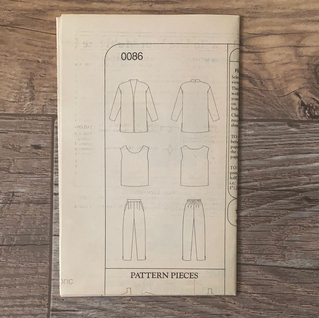 Misses Top Jacket and Pants Sewing Pattern Size 8 to 18 Style 0086