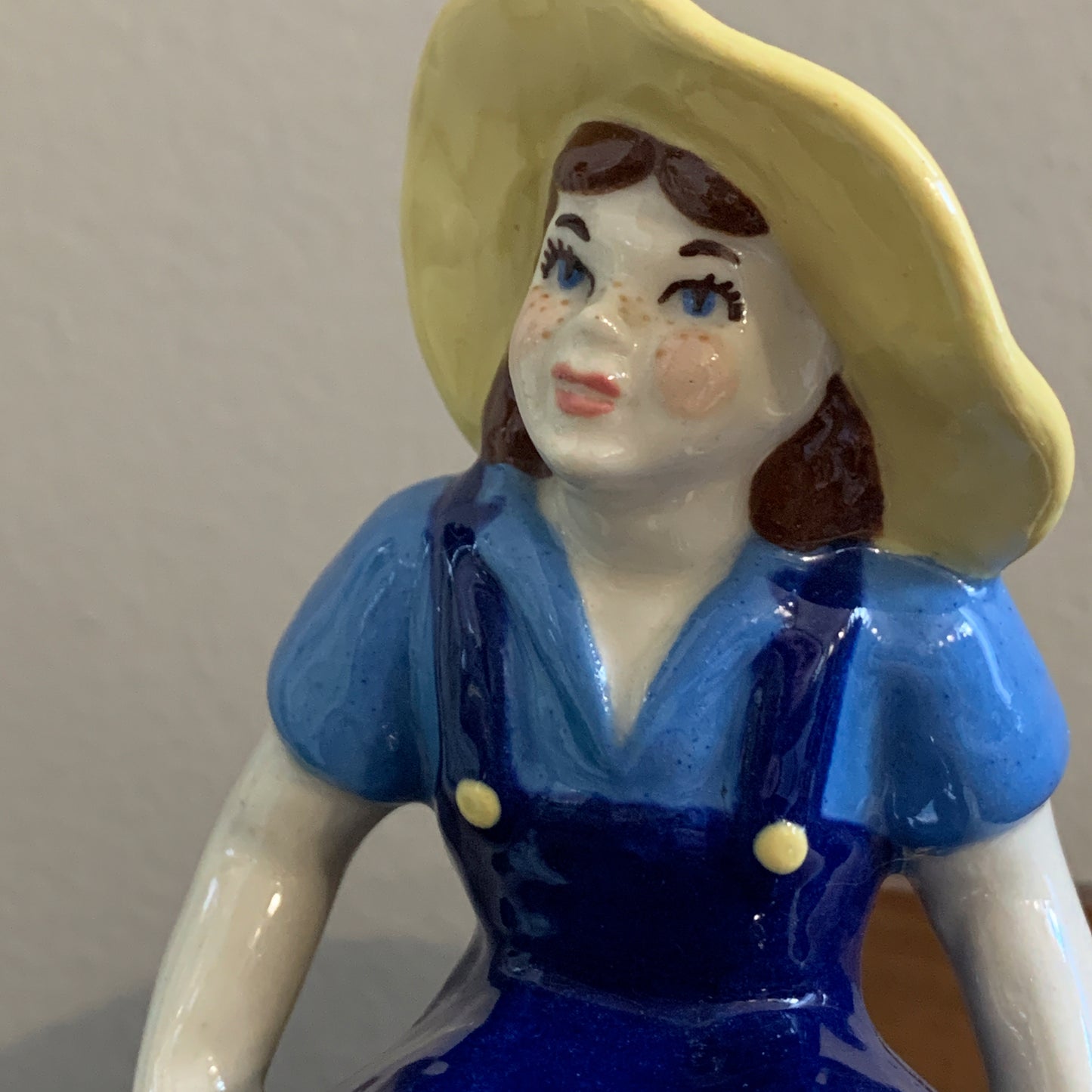 Vintage Ceramic Arts Studios Farm Girl Figurine Shelf Sitter Repaired