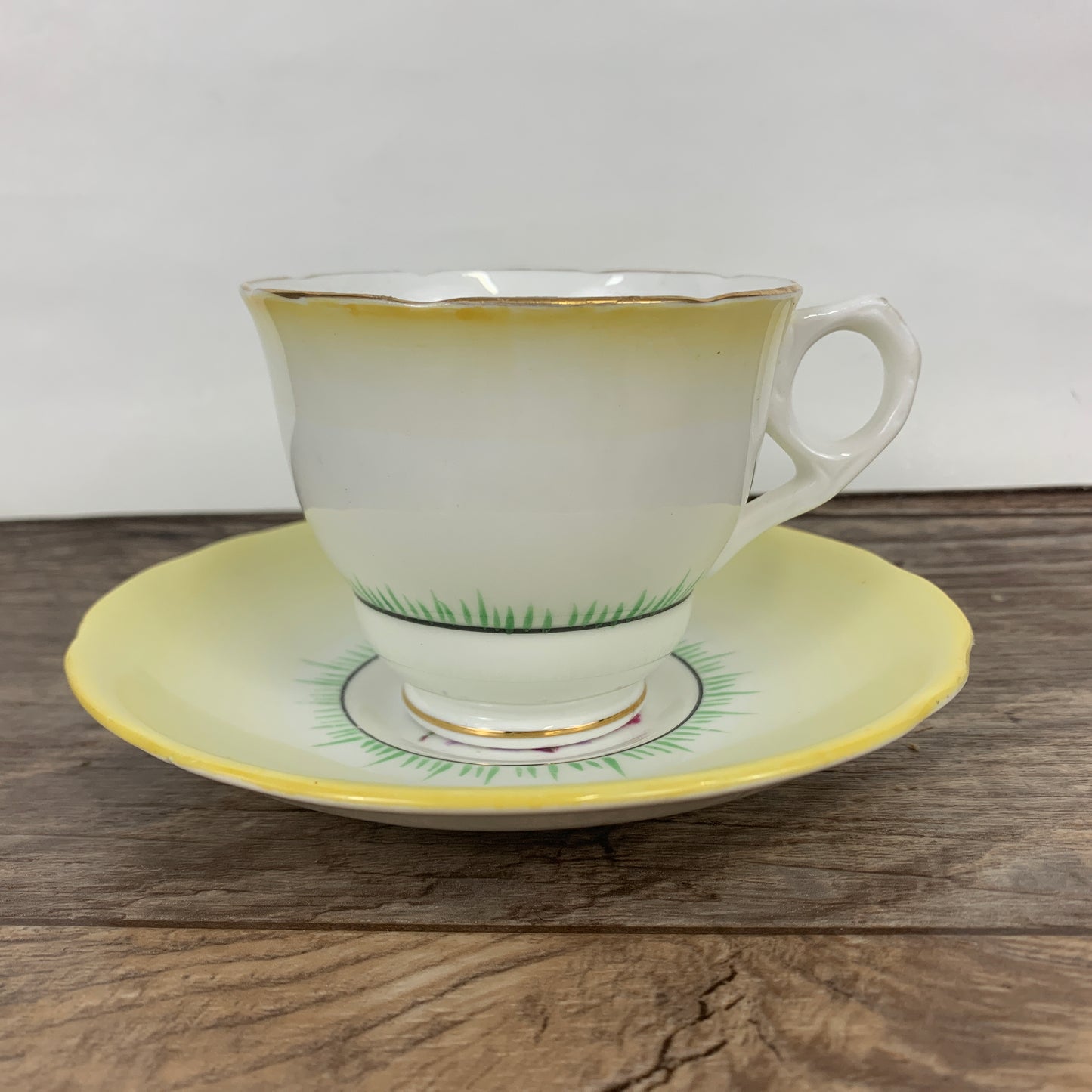 Yellow and White Vintage China Teacup Royal Stafford China Avon Tea Cup