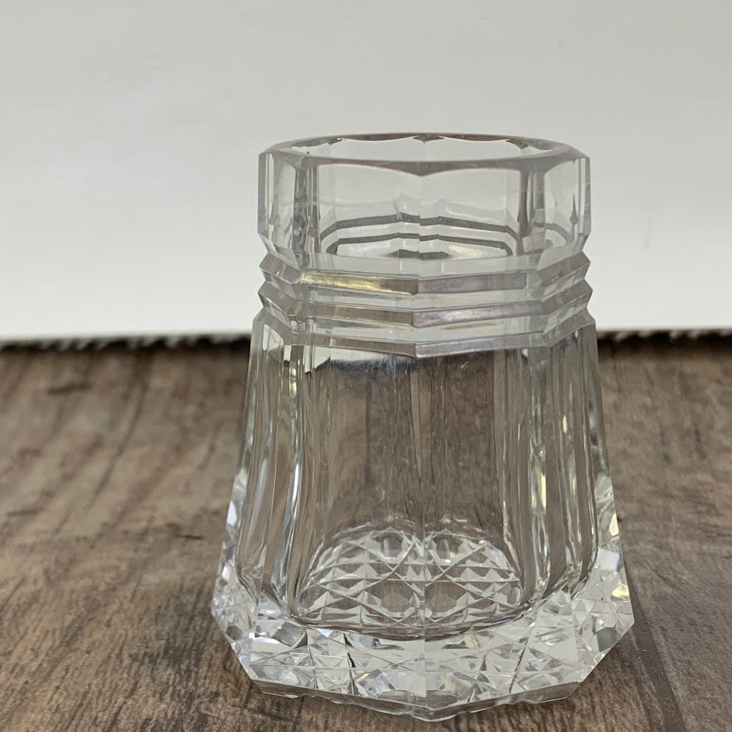 Vintage Glass Octagon-Shaped Toothpick Holder with Patterned Base