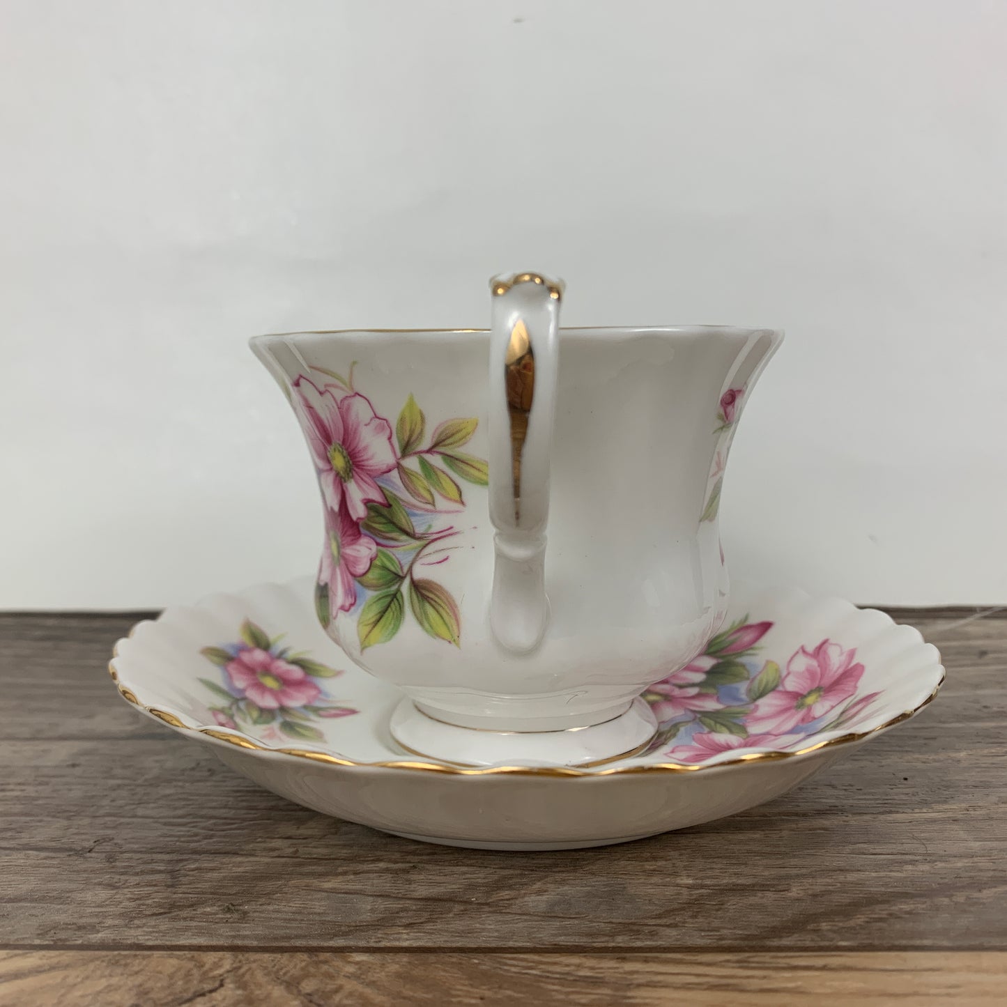 Royal Albert Wild Rose Teacup and Saucer/Vintage Tea Cup c1970-1980