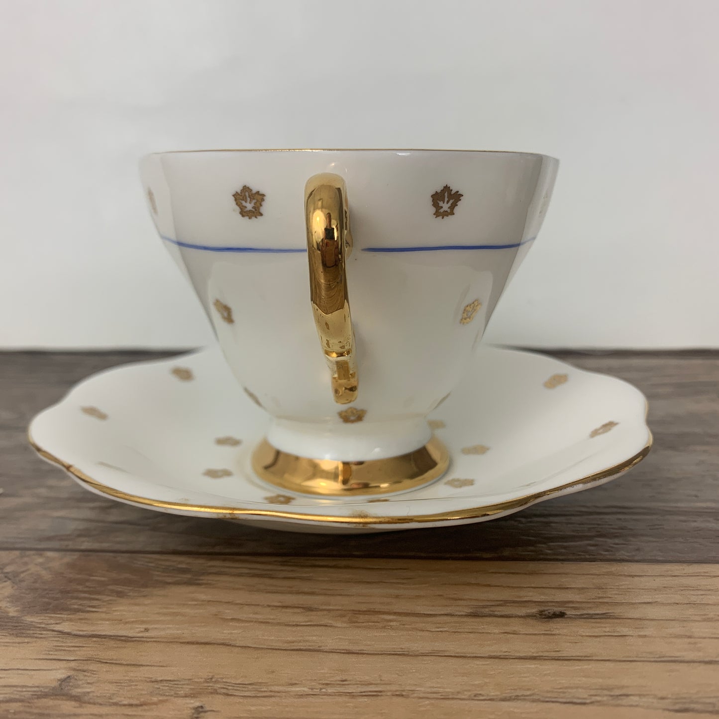 White and Gold Vintage Teacup and Saucer For Home and Country EB Foley
