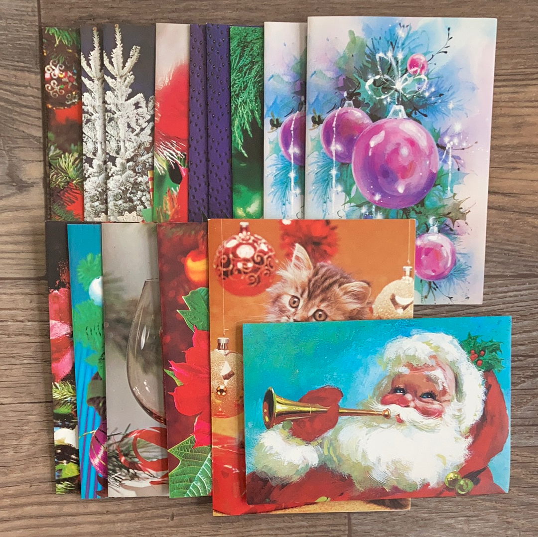 Vintage 1970s Christmas Cards Lot of 15 Junk Journal Paper Ephemera Vintage Christmas Cards