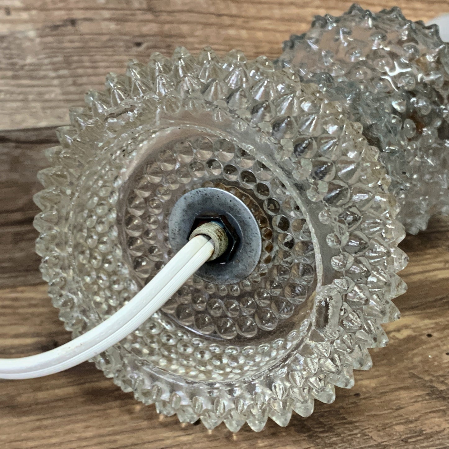 Clear Glass Lamp with Pointy Hobnail Pattern - 2 Available