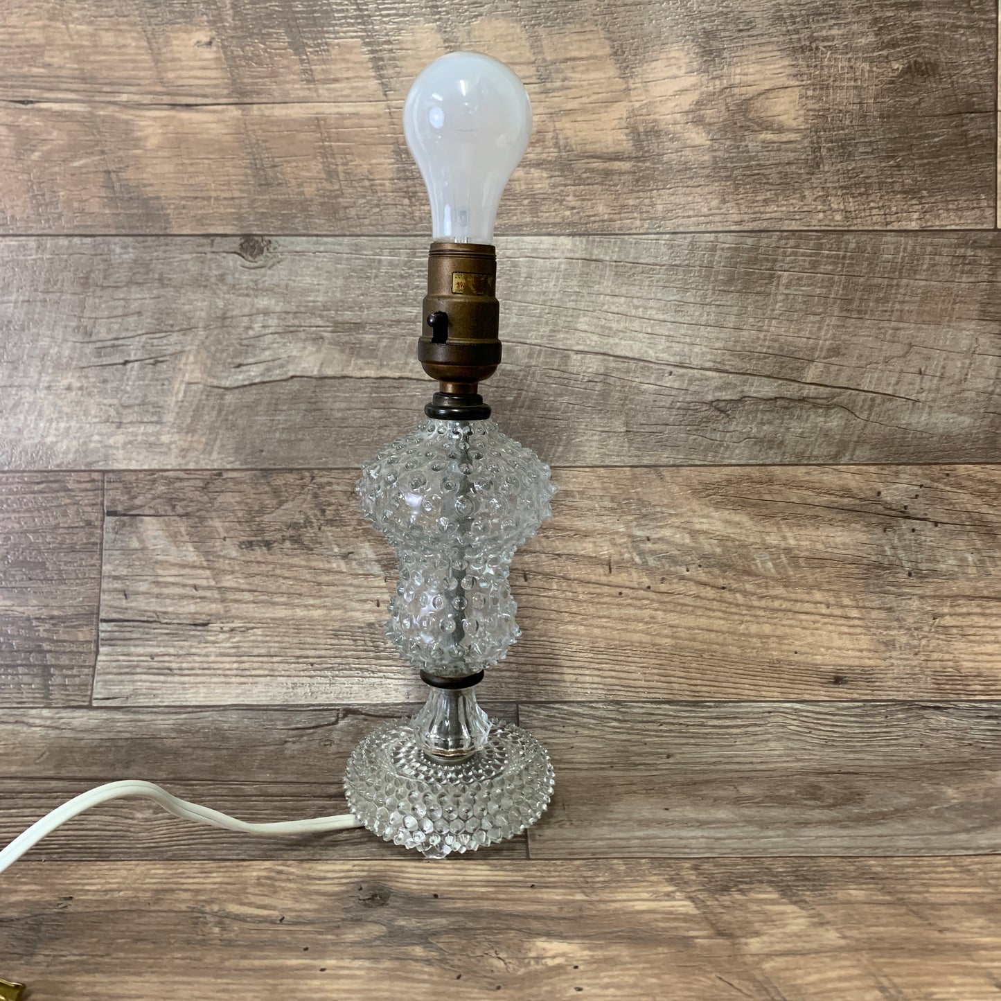 Clear Glass Lamp with Pointy Hobnail Pattern - 2 Available