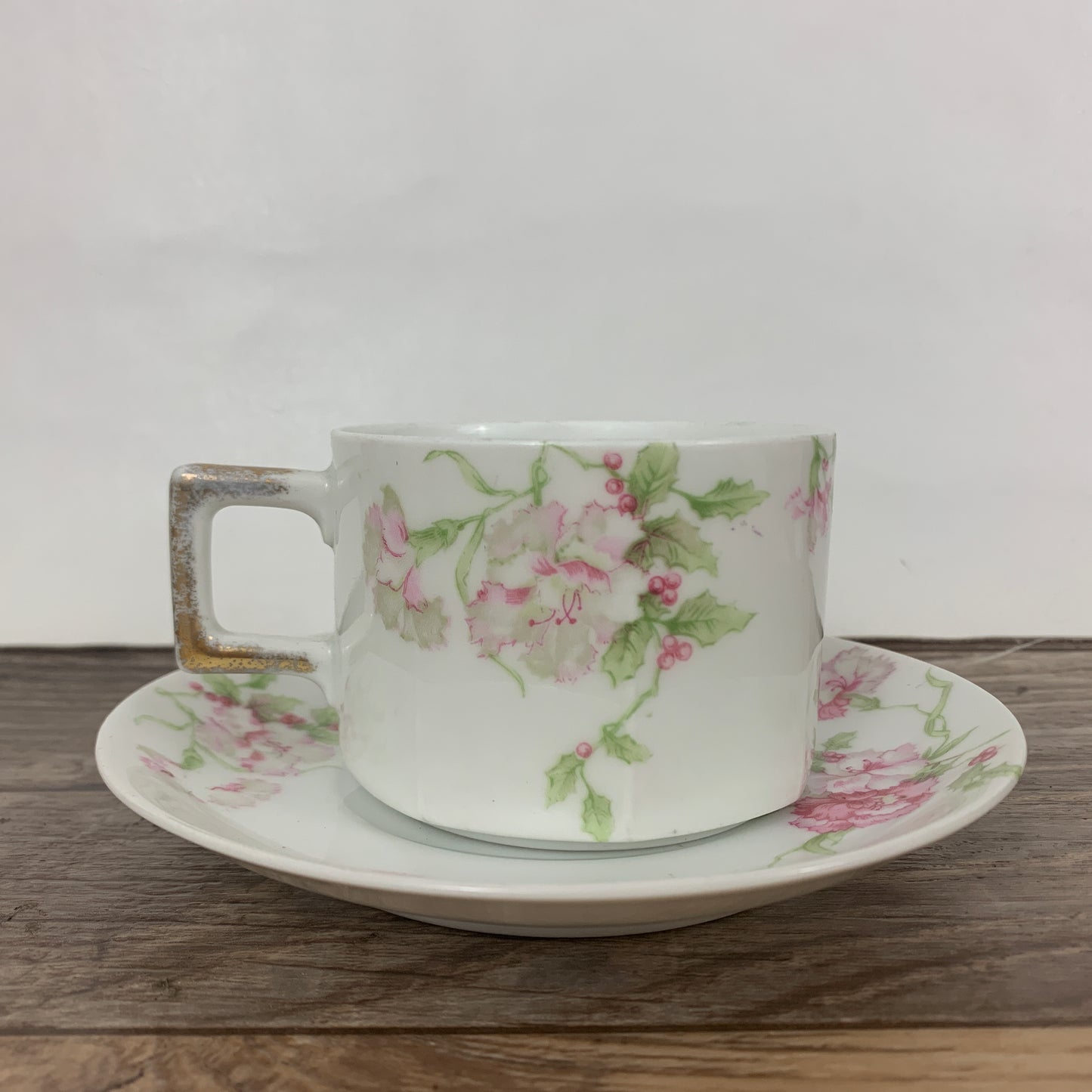 Pink and White Floral Teacup with Pink Carnations Bavaria Vintage Teacup