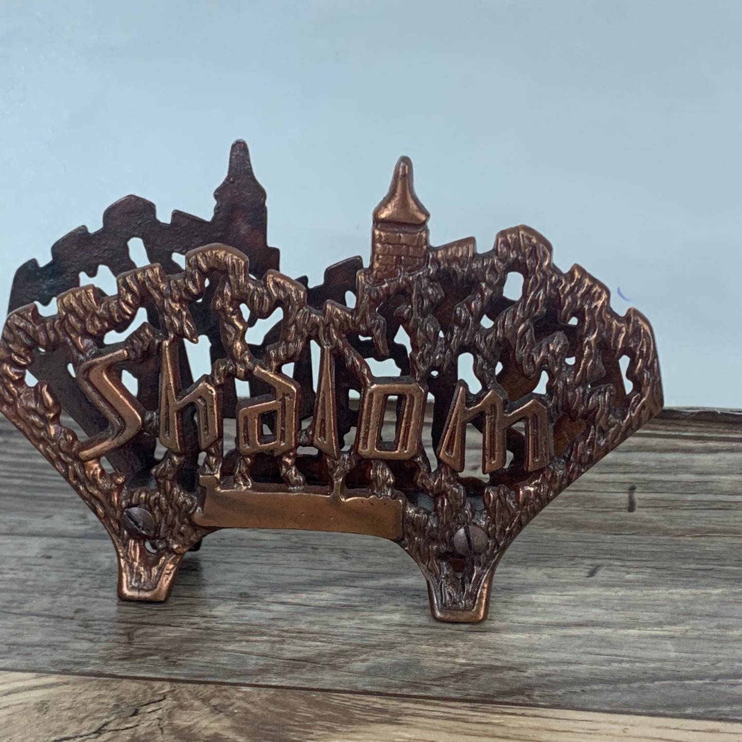 Shalom Metal Napkin Holder or Letter Holder