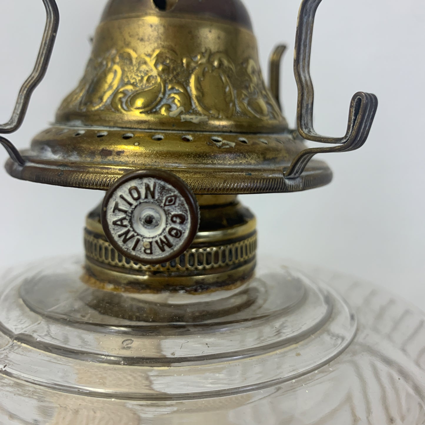 Antique Cast Iron Base Oil Lamp Ornate Burner Patent 1892