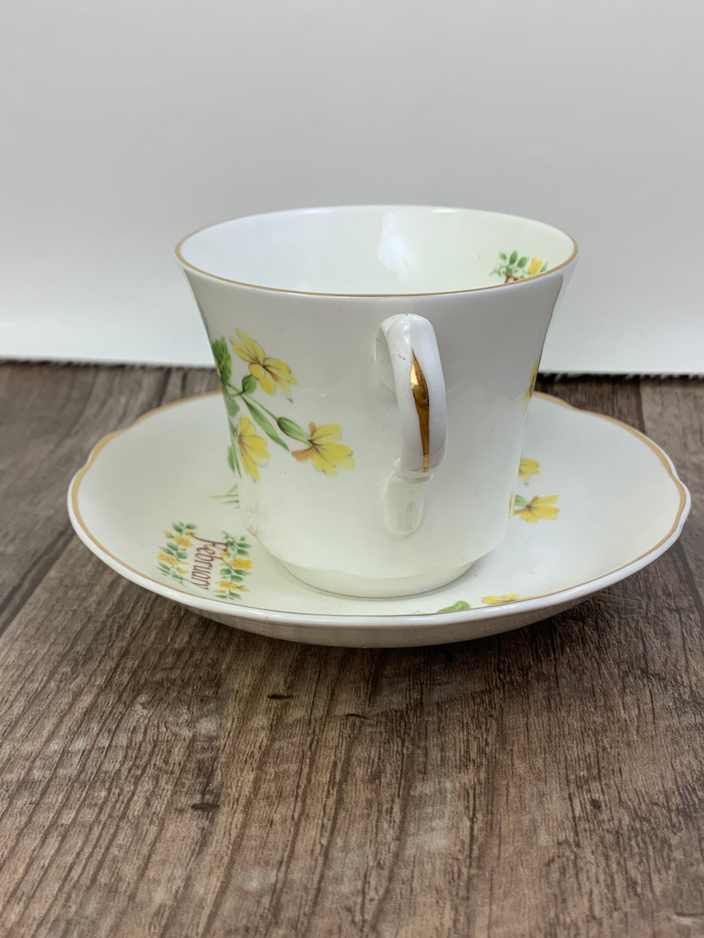 February Birthday Gifts Yellow Floral Vintage Teacup