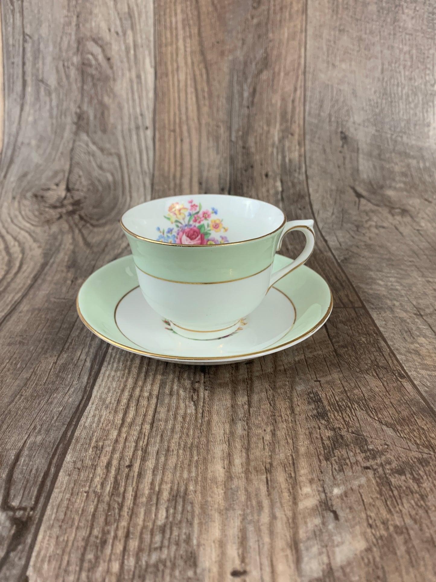 Vintage Pale Green Teacup Royal Vale Vintage Tea Cup