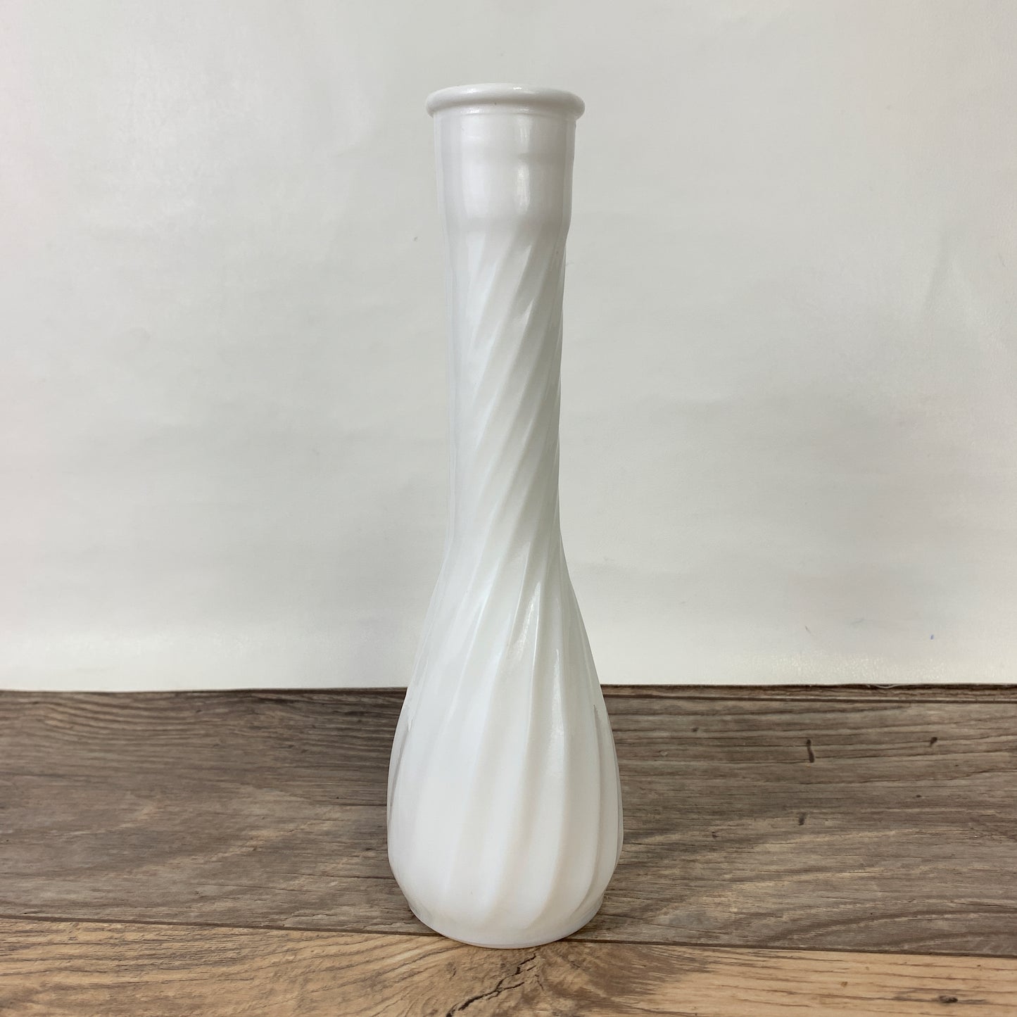 Milk Glass Bud Vase with Swirl Pattern