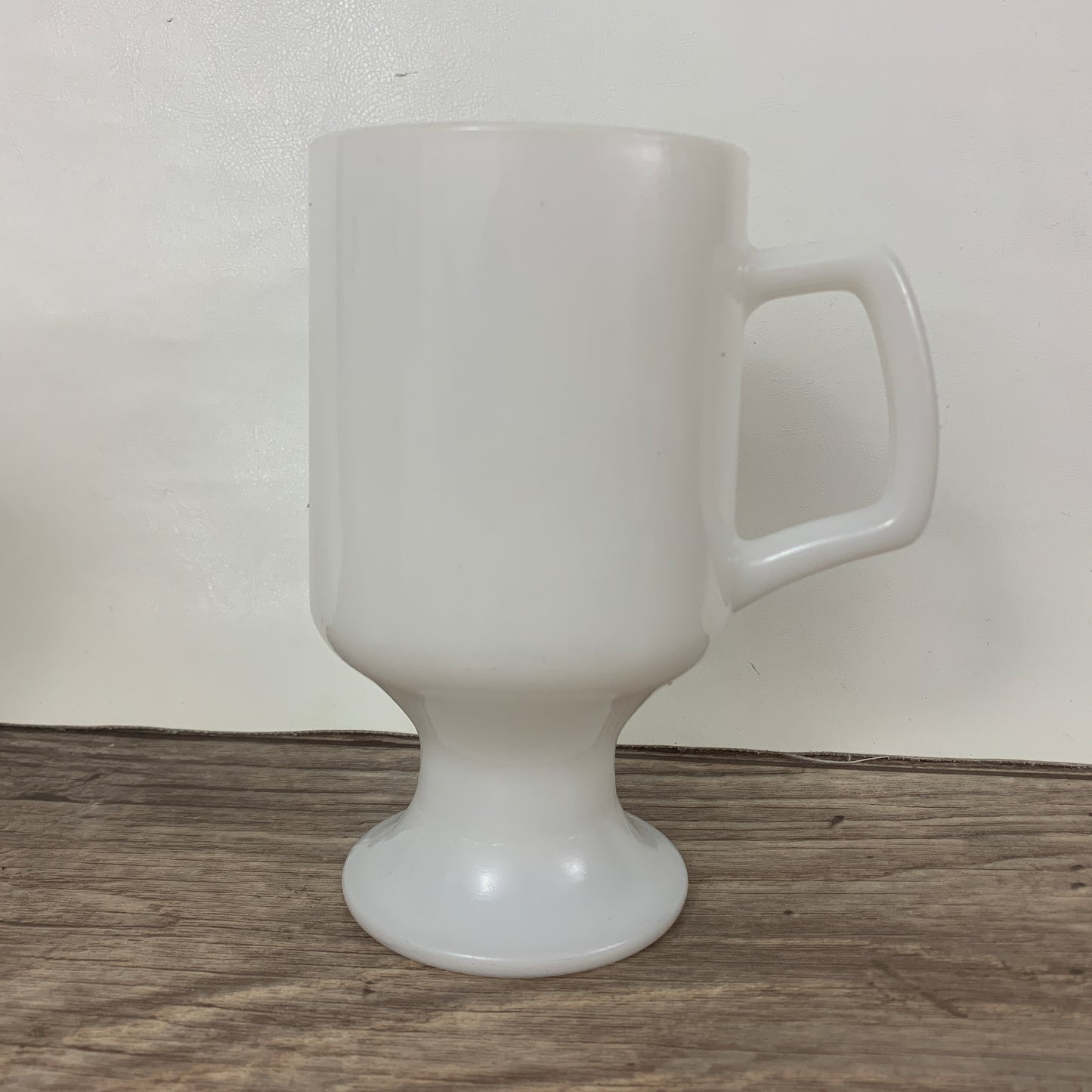 Milk Glass Pedestal Coffee Mugs, Set of 2 Vintage Mugs