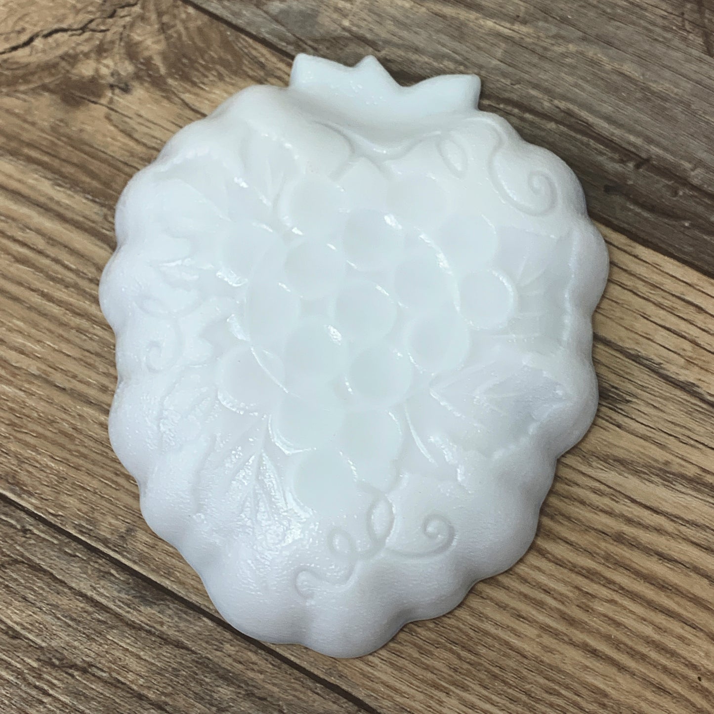 Vintage Milk Glass Grape Leaf Dish, Vintage Farmhouse Decor