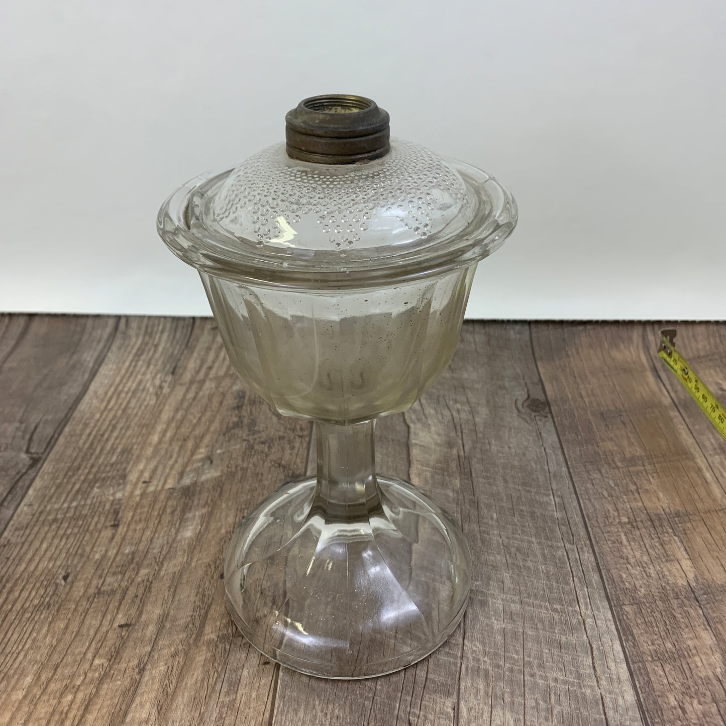 Antique Pedestal Oil Lamp Base - Chipped, Antique Farmhouse Decor Tall Glass Oil Lamp