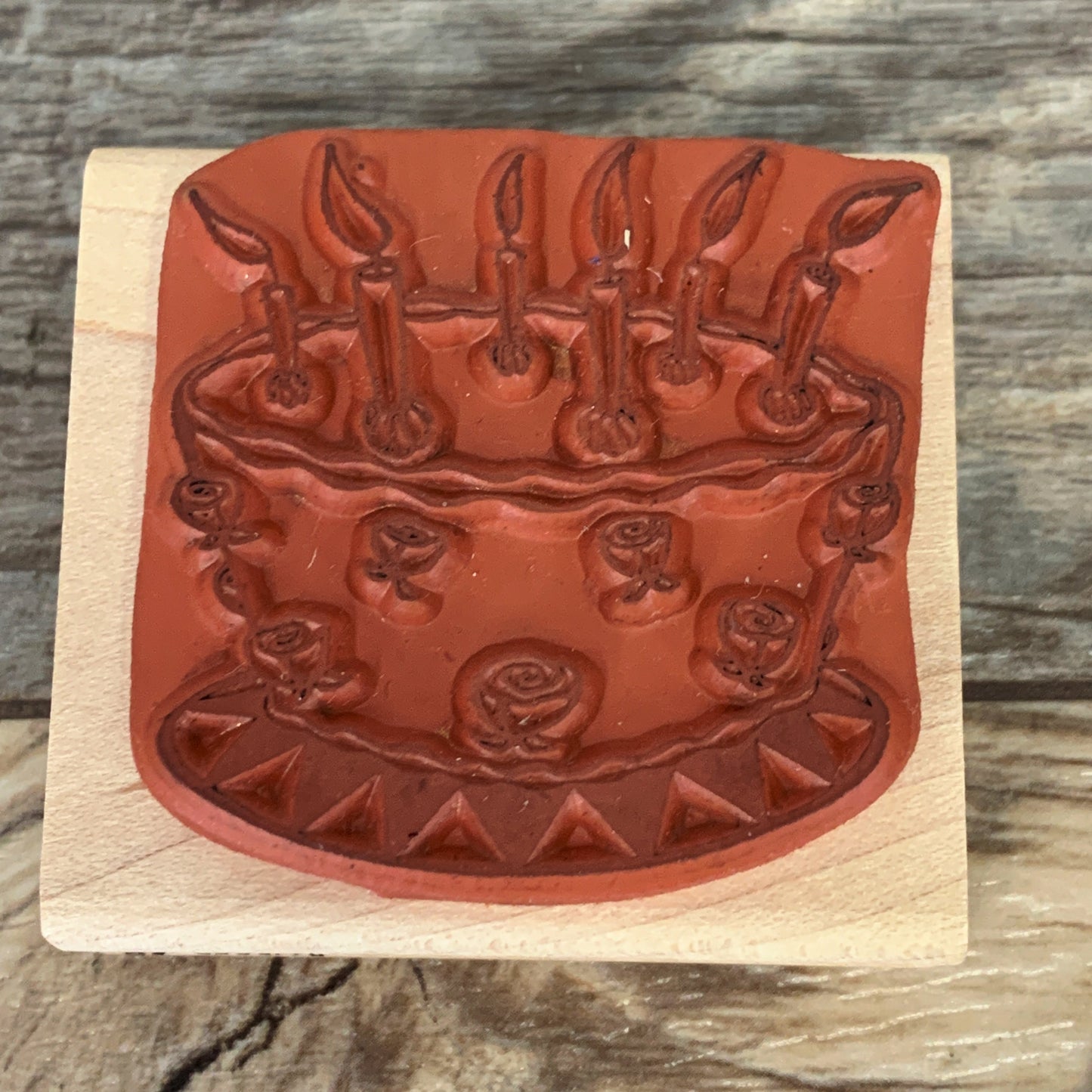 Birthday Cake Rubber Stamp Paper Craft Supply, Wacky Cake Rubber Stampede Wood Mounted Stamp