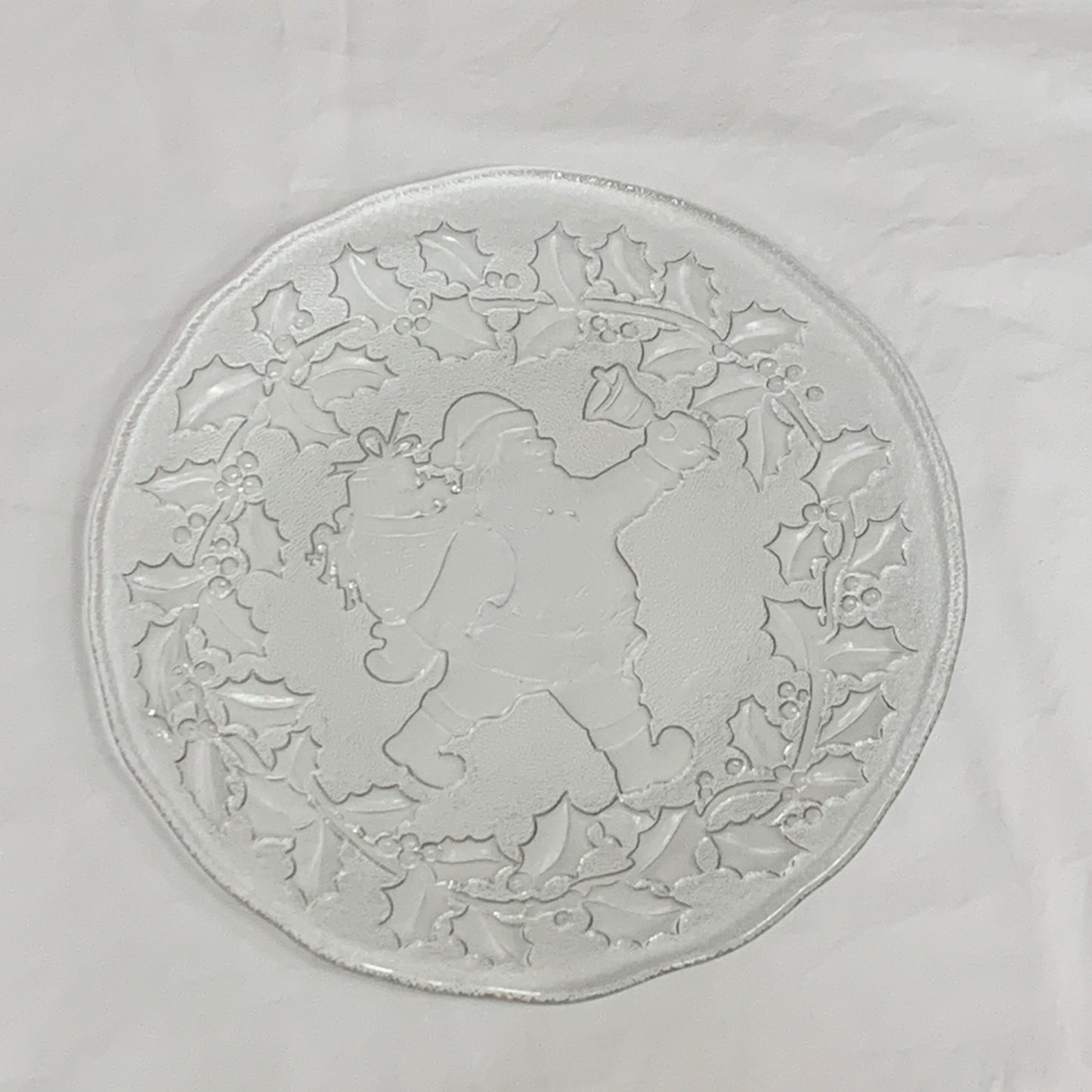 Large Clear Glass Platter, Santa Serving Tray