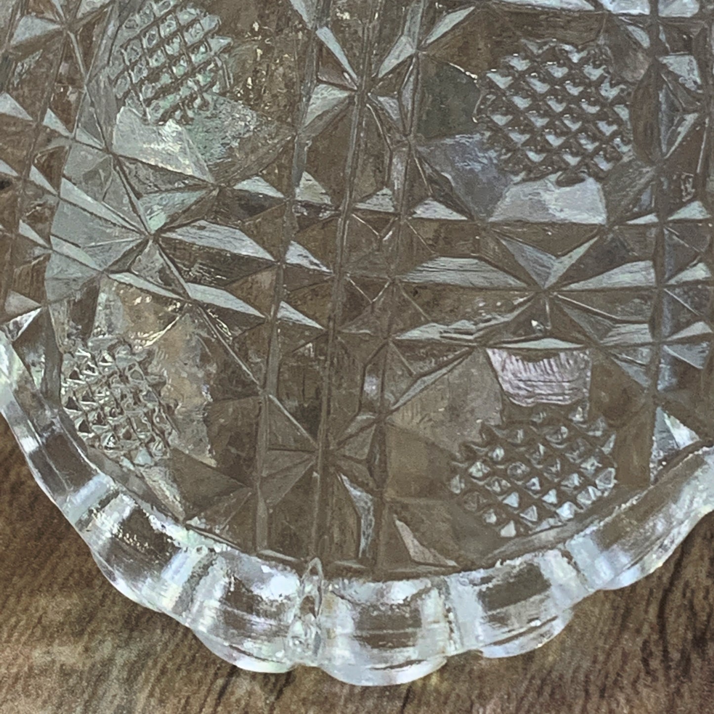 EAPG Pressed Glass Bowl with Crosshatched Hexagon Pattern