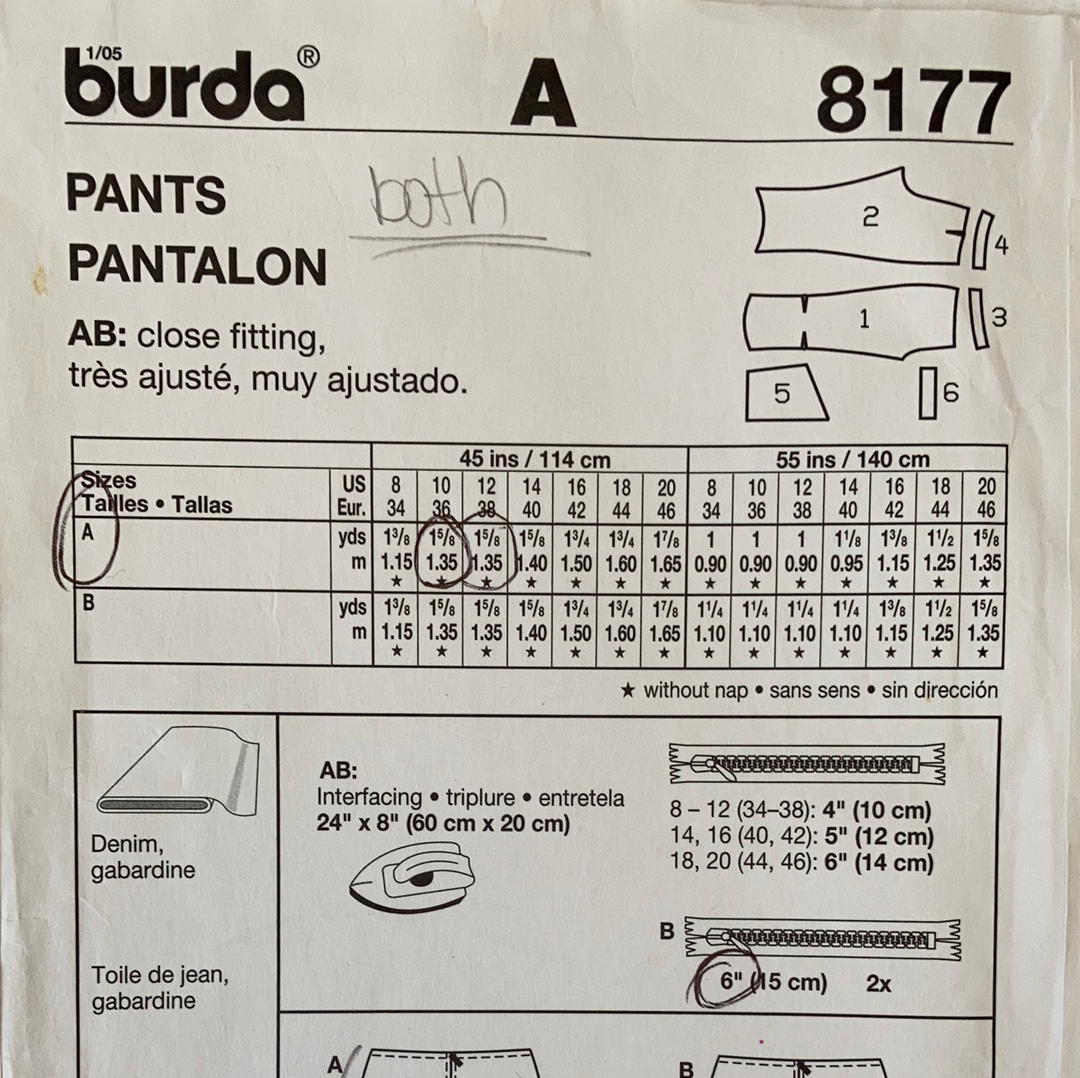 Ladies Capri Pants with Pocket variation Sewing Pattern Size 8 to 12 Burda 8177
