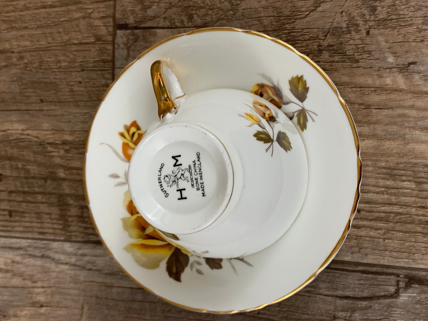 Vintage Teacup with Yellow Roses Fine Bone China Teacup and Saucer Set