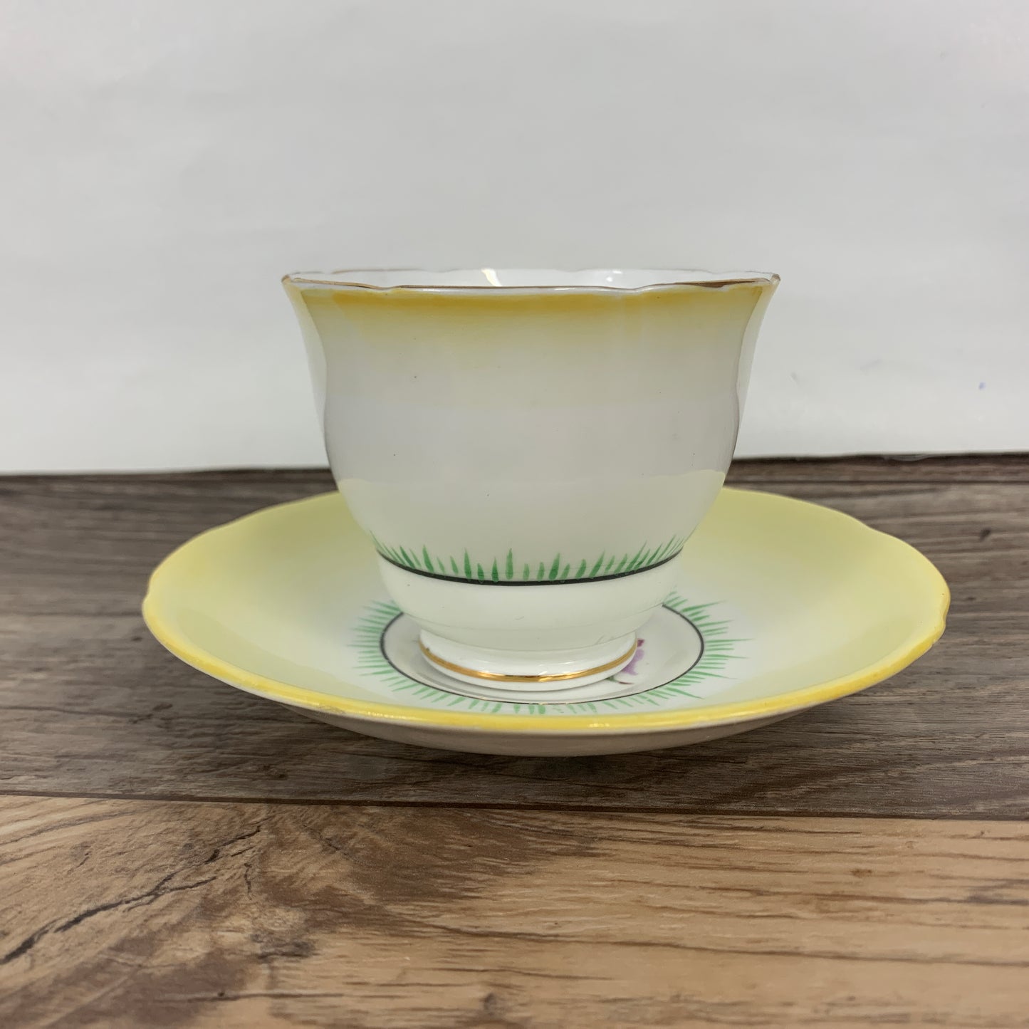 Yellow and White Vintage China Teacup Royal Stafford China Avon Tea Cup