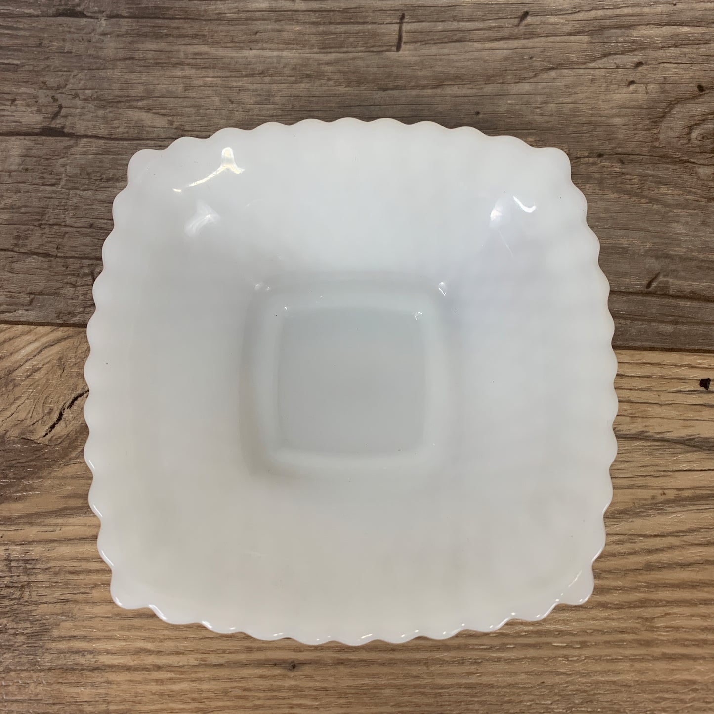 Square Milk Glass Bowl with Quilted Diamond Pattern