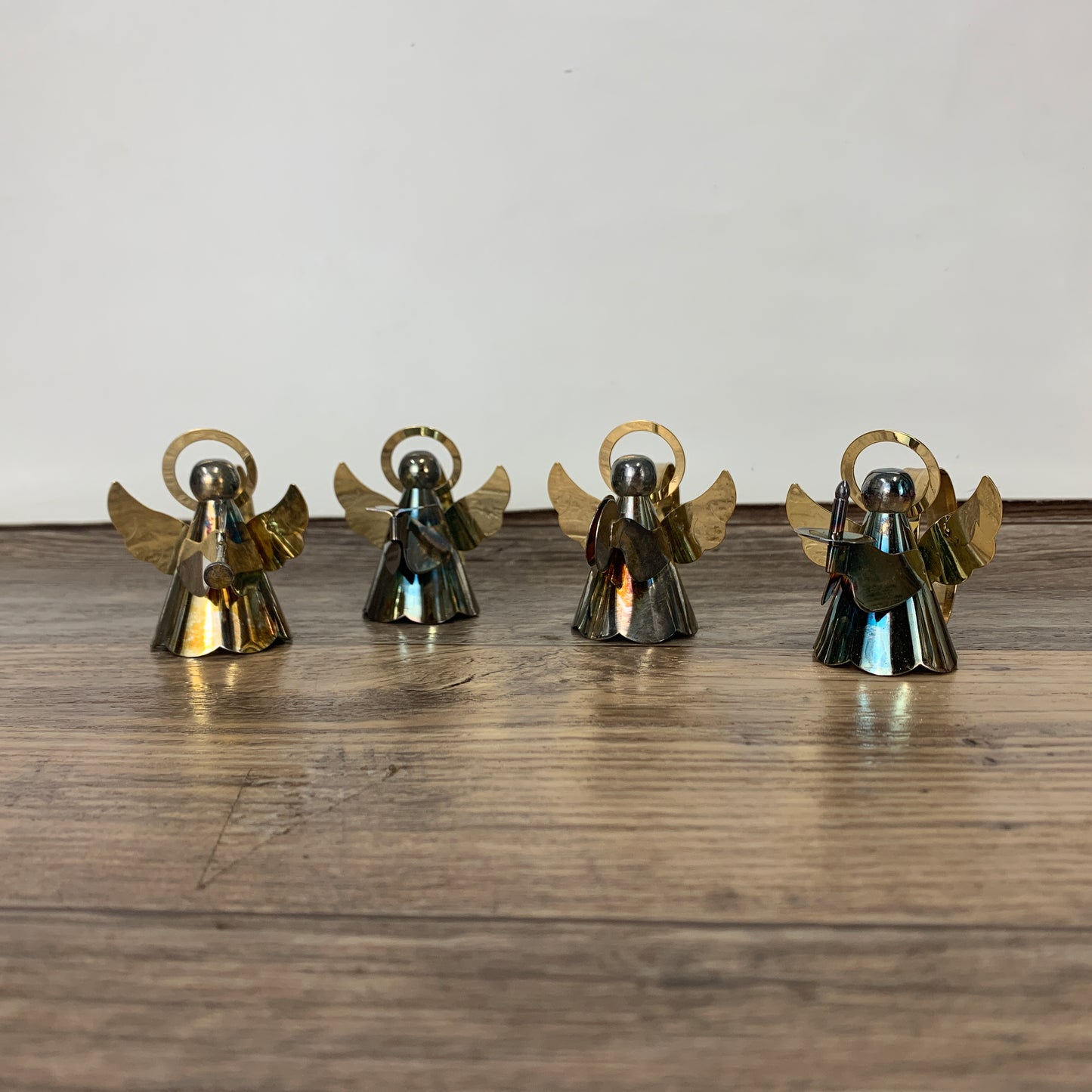 Silver and Gold Angel Napkin Rings. Set of 4 Musical Angel Napkin Rings