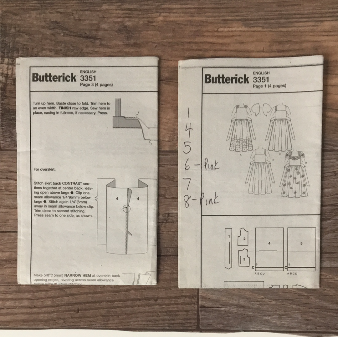 Girls Fancy Dress and Jacket Sewing Pattern. Size 2-5 Butterick 3351