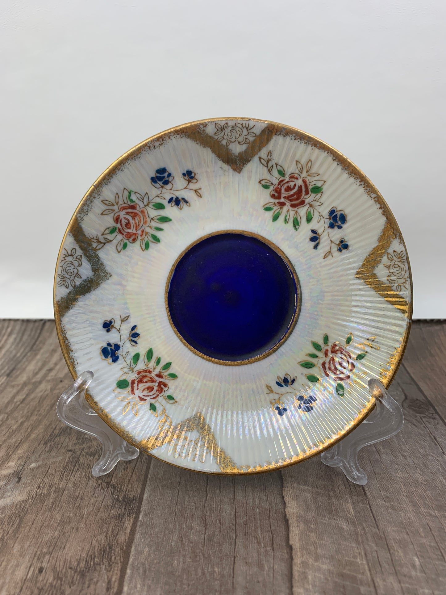 Vintage Shafford Hand Painted Teacup Blue, White and Gold