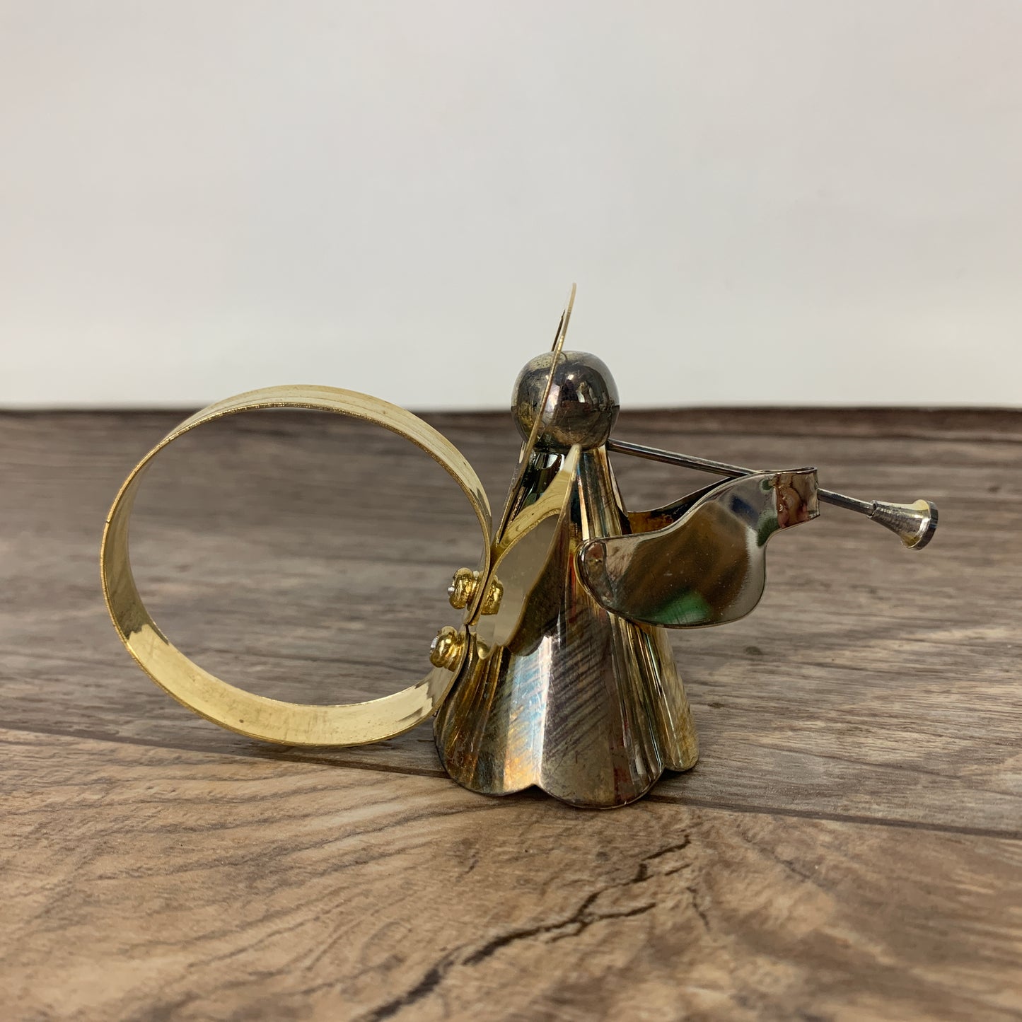 Silver and Gold Angel Napkin Rings. Set of 4 Musical Angel Napkin Rings
