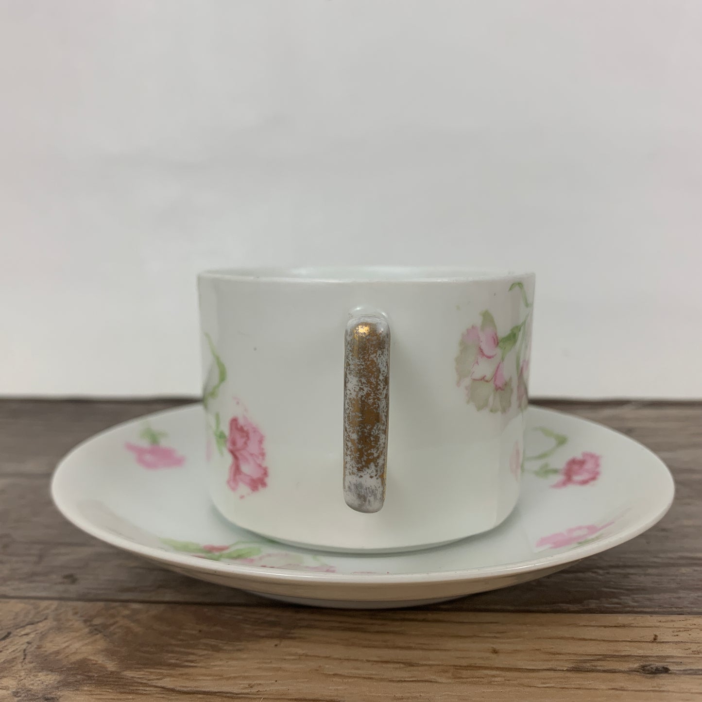 Pink and White Floral Teacup with Pink Carnations Bavaria Vintage Teacup