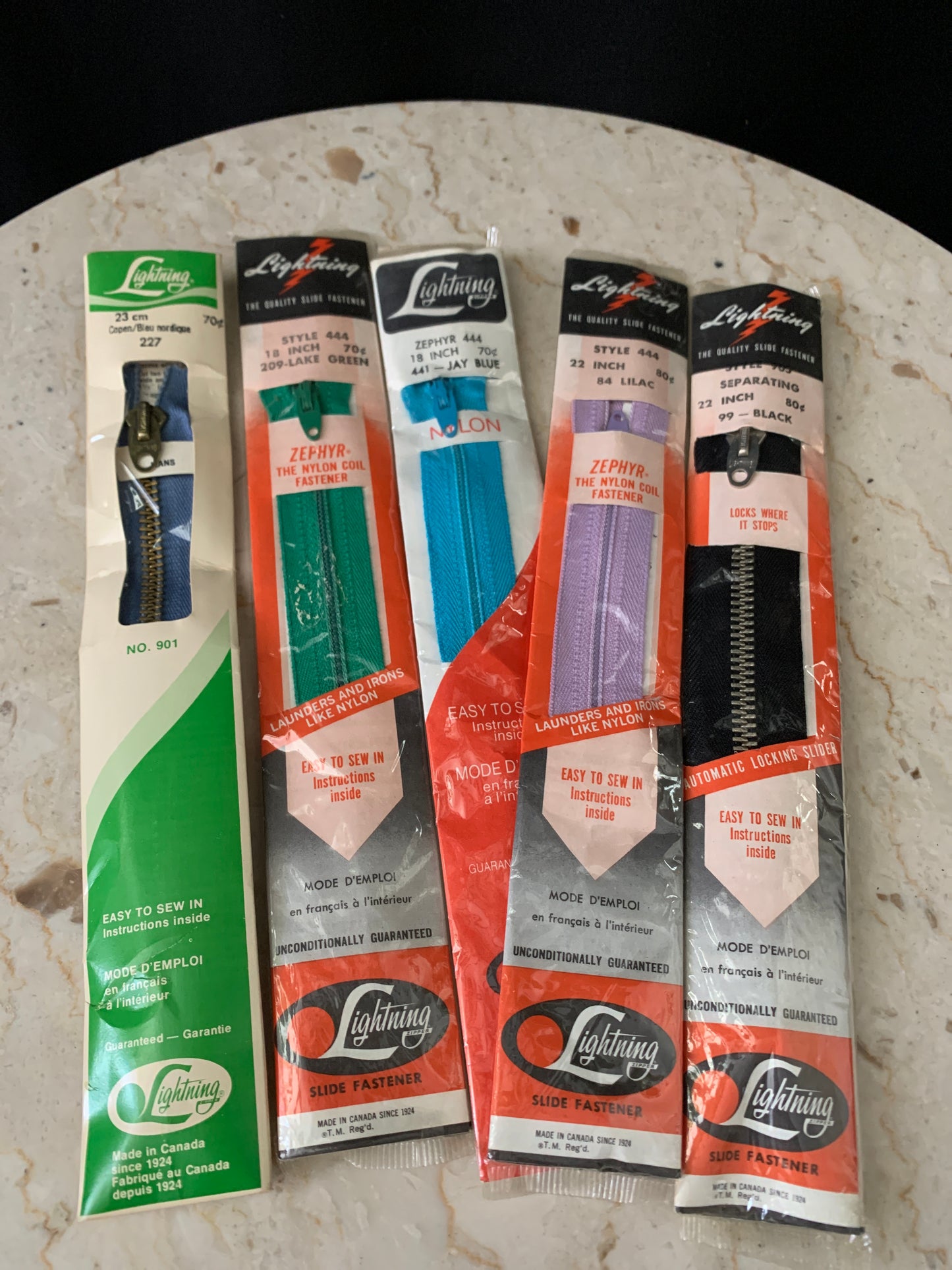 Vintage New in Package Lot of Zippers