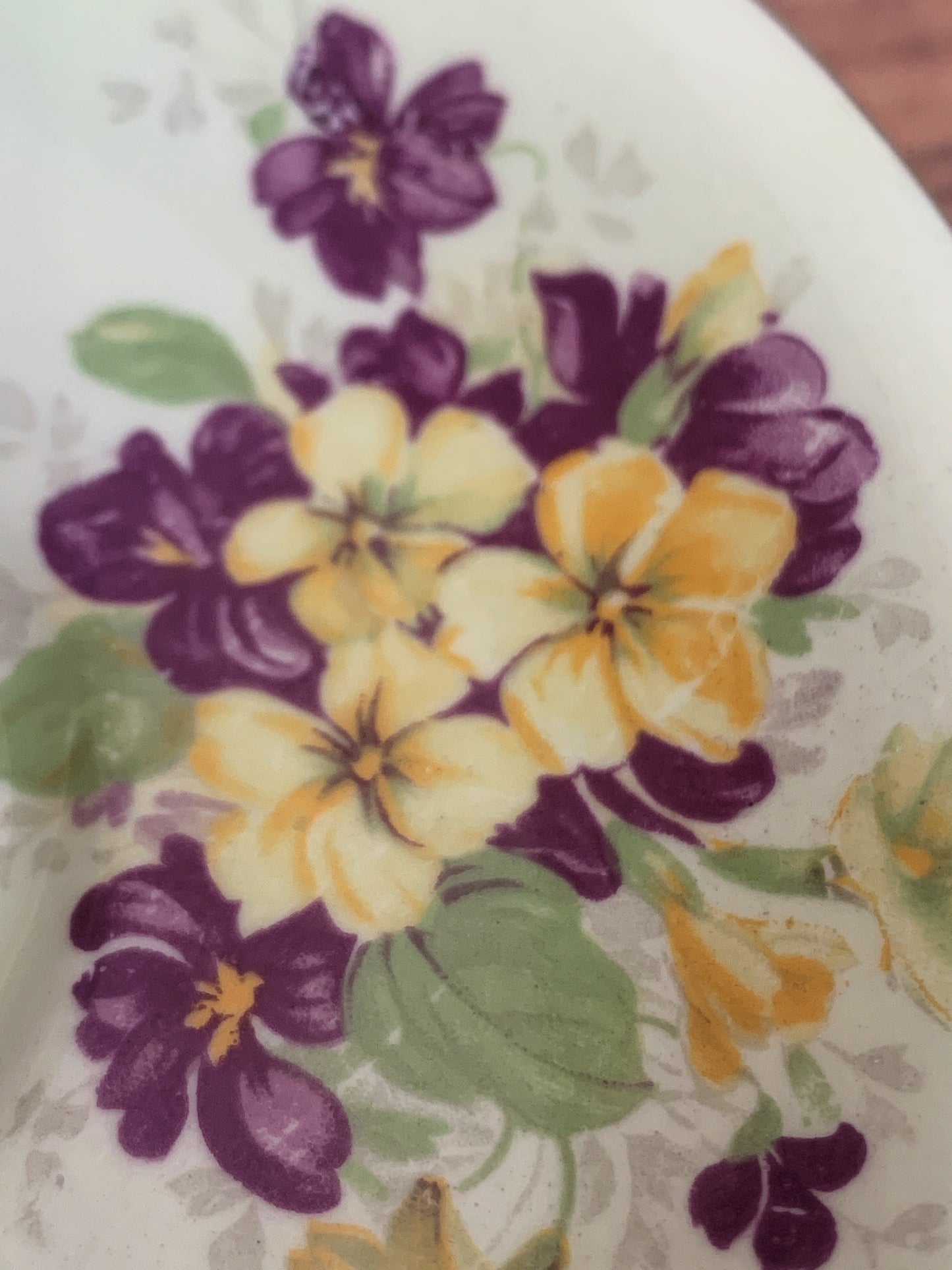 Green Vintage Teacup with Purple and Yellow Flowers Aynsley Vintage Tea Cup Mothers Day Gifts