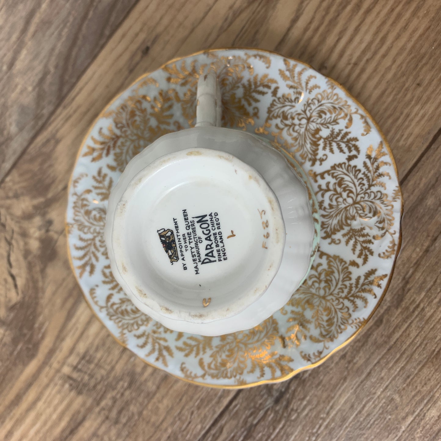 Paragon Pale Blue and Gold Vintage Teacup and Saucer
