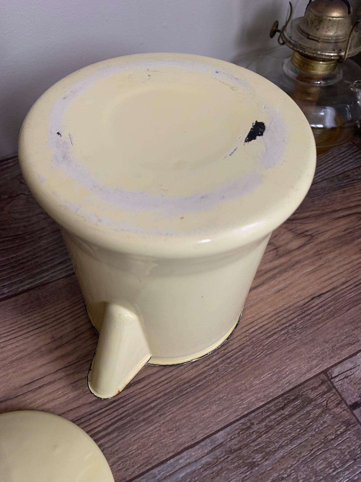 Yellow Enamel Coffee Pot Chippy Enamel Vintage Farmhouse Decor