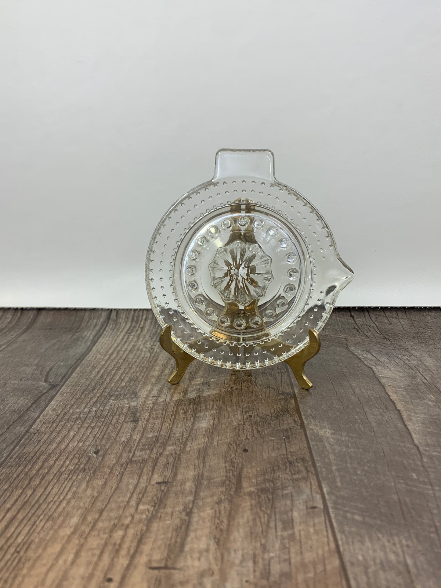 Small Clear Glass Juice Press with Hobnail Pattern Vintage Citrus Reamer Vintage Kitchen