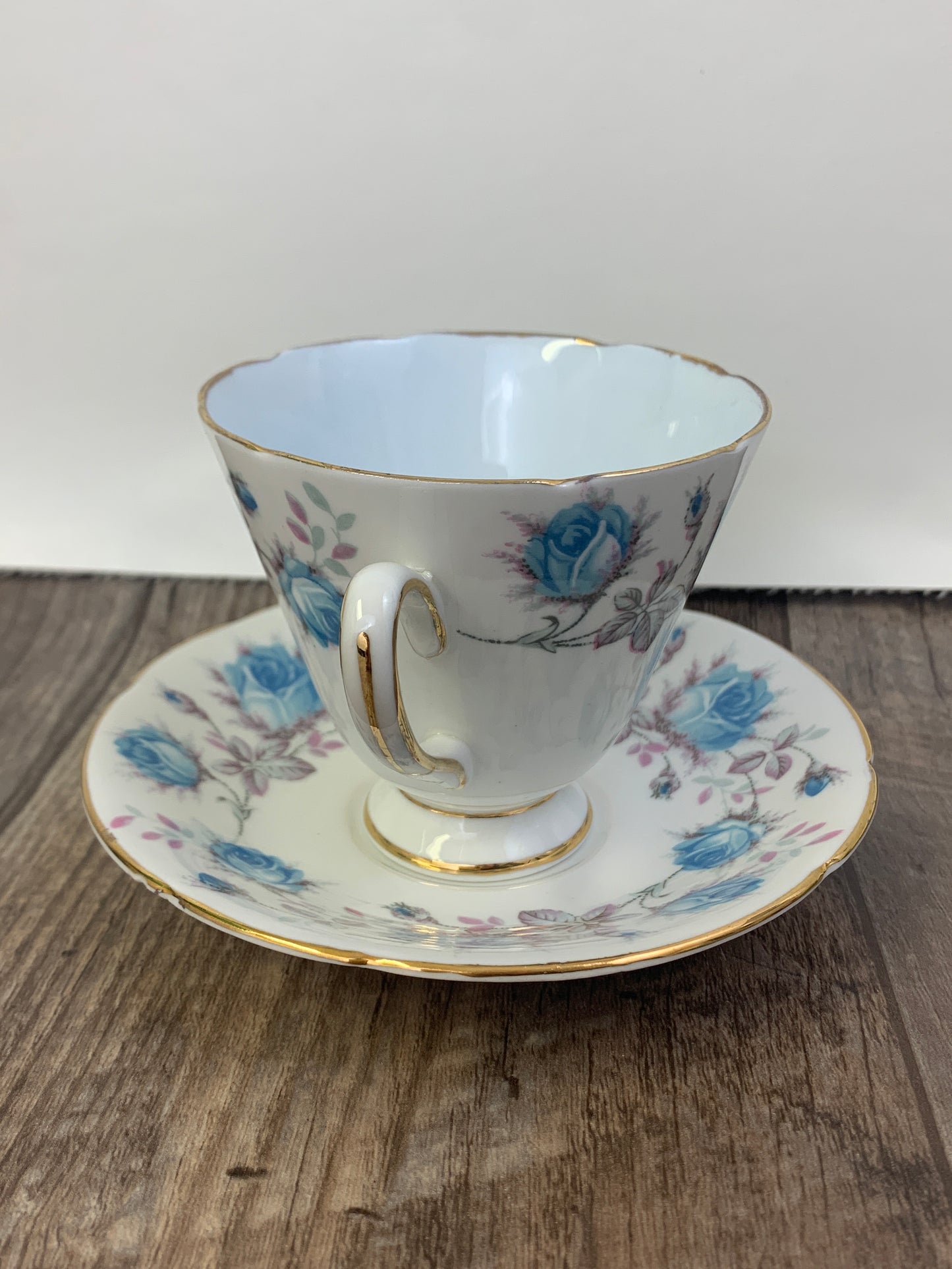 Vintage Teacup with Blue Floral Pattern Blue Inner Cup Mothers Day Gifts Vintage English Tea Cups