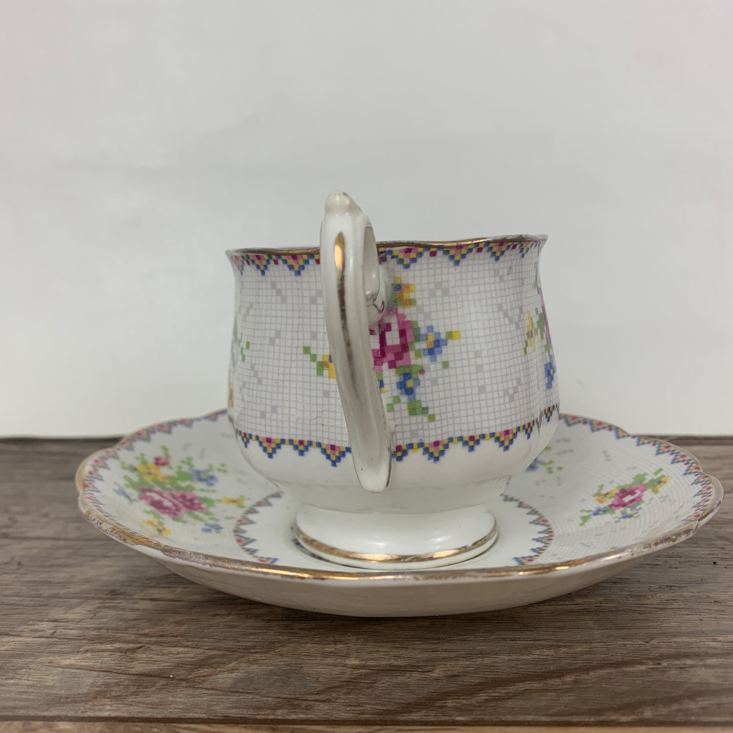 Royal Albert Petit Point Vintage Teacup and Saucer Made in England