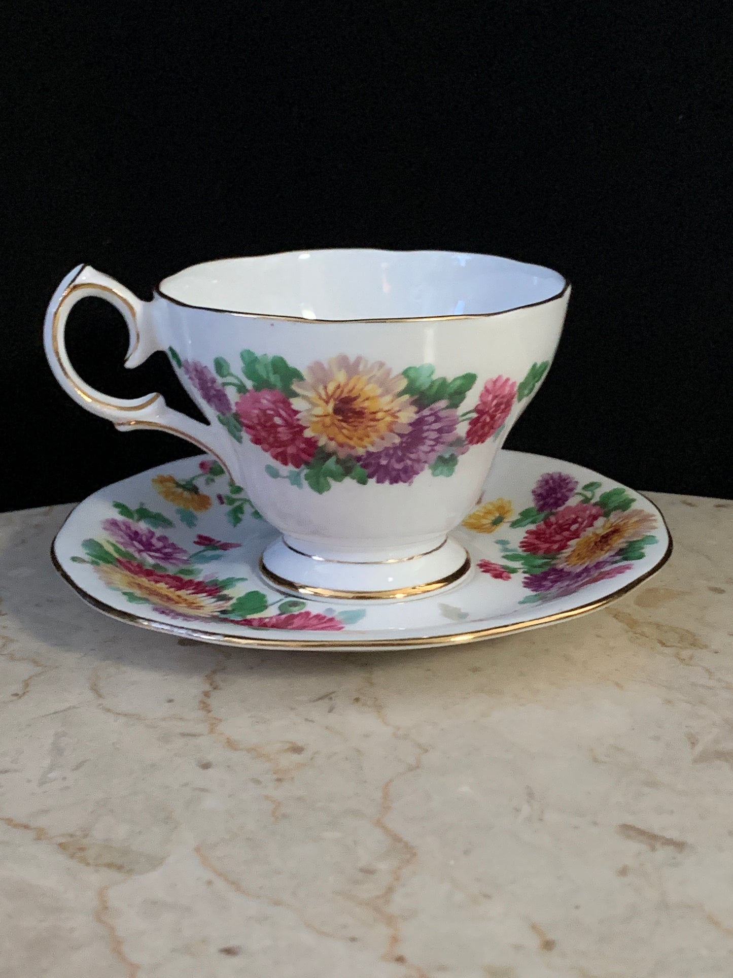 Queen Anne Vintage Tea Cup Autumn Glory Floral Pattern Teacup