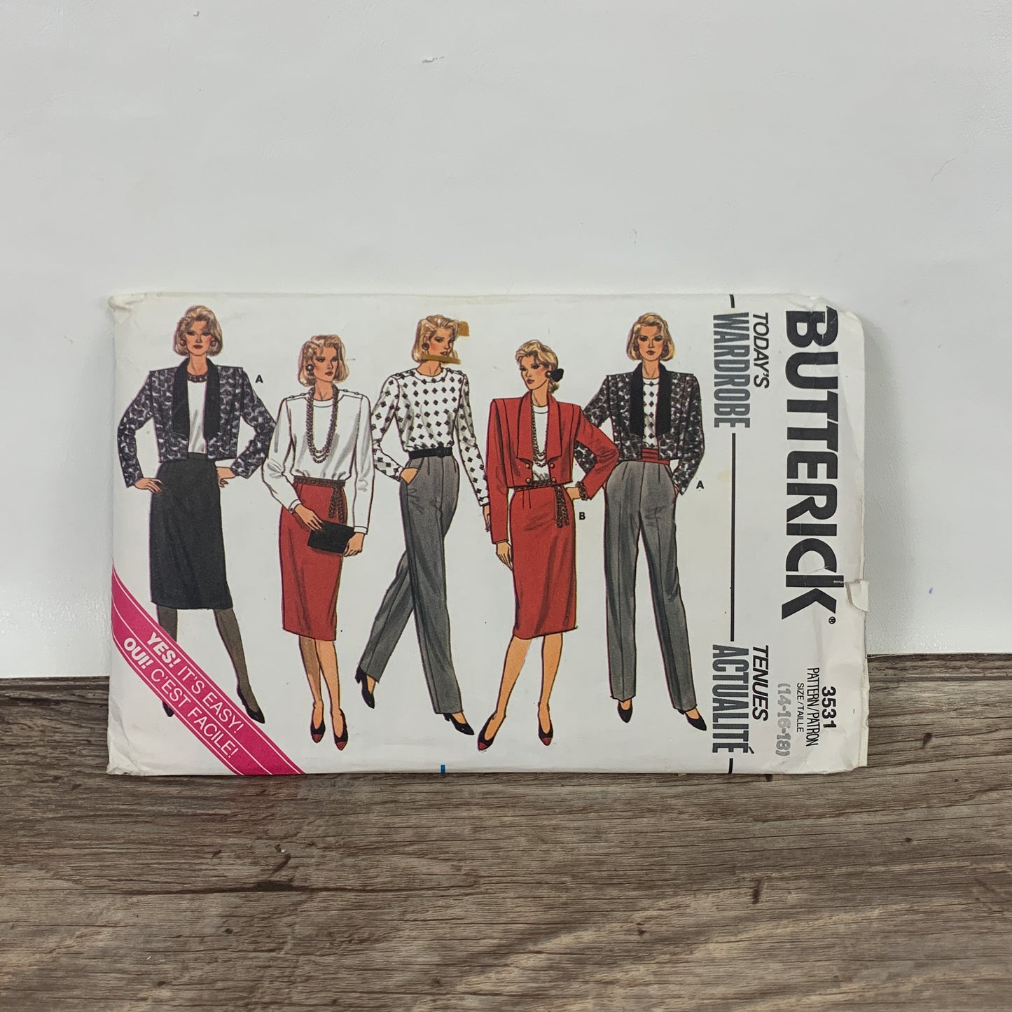 Jacket, Blouse, Skirt & Pants 80s Vintage Sewing Pattern Butterick 3531 Misses Size 14-16-18