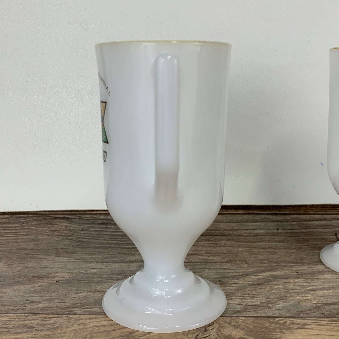 Canada Centennial Milk Glass Collectible Specialty Coffee Mugs 1867 - 1967 Set of 2