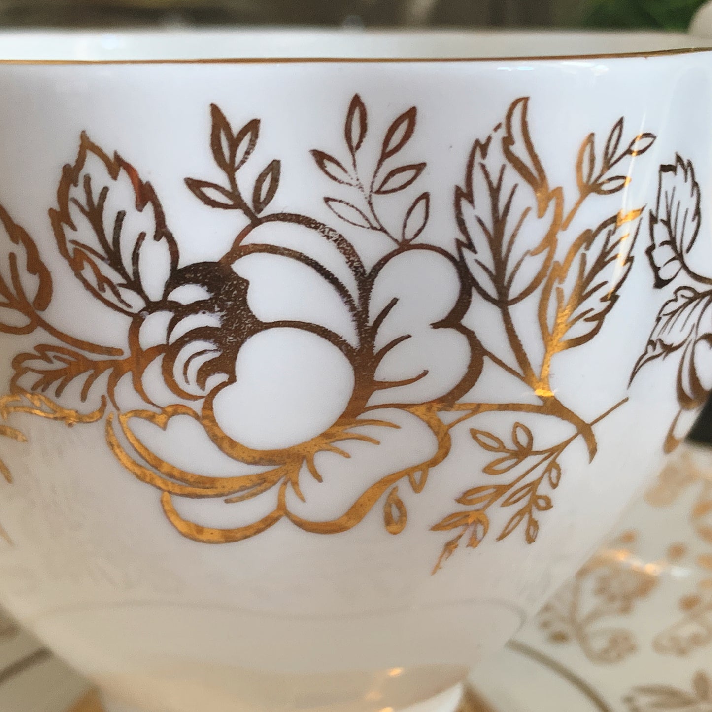 Golden Floral Vintage Queen Anne Teacup and Saucer, Slightly Mis Matched Tea Cup