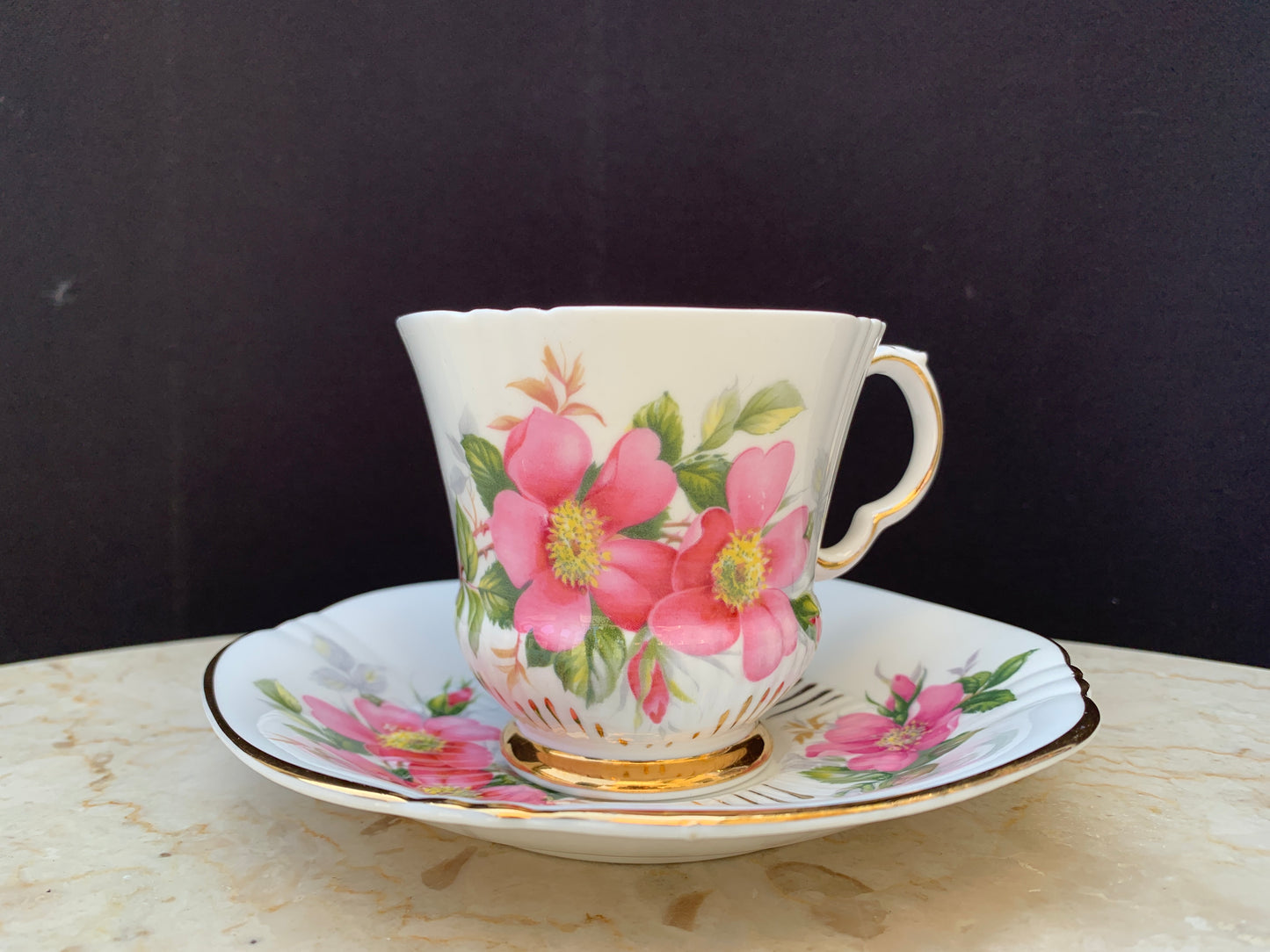 Vintage Floral Tea Cup Prairie Rose Canadian Provincial Flowers Tea Cup