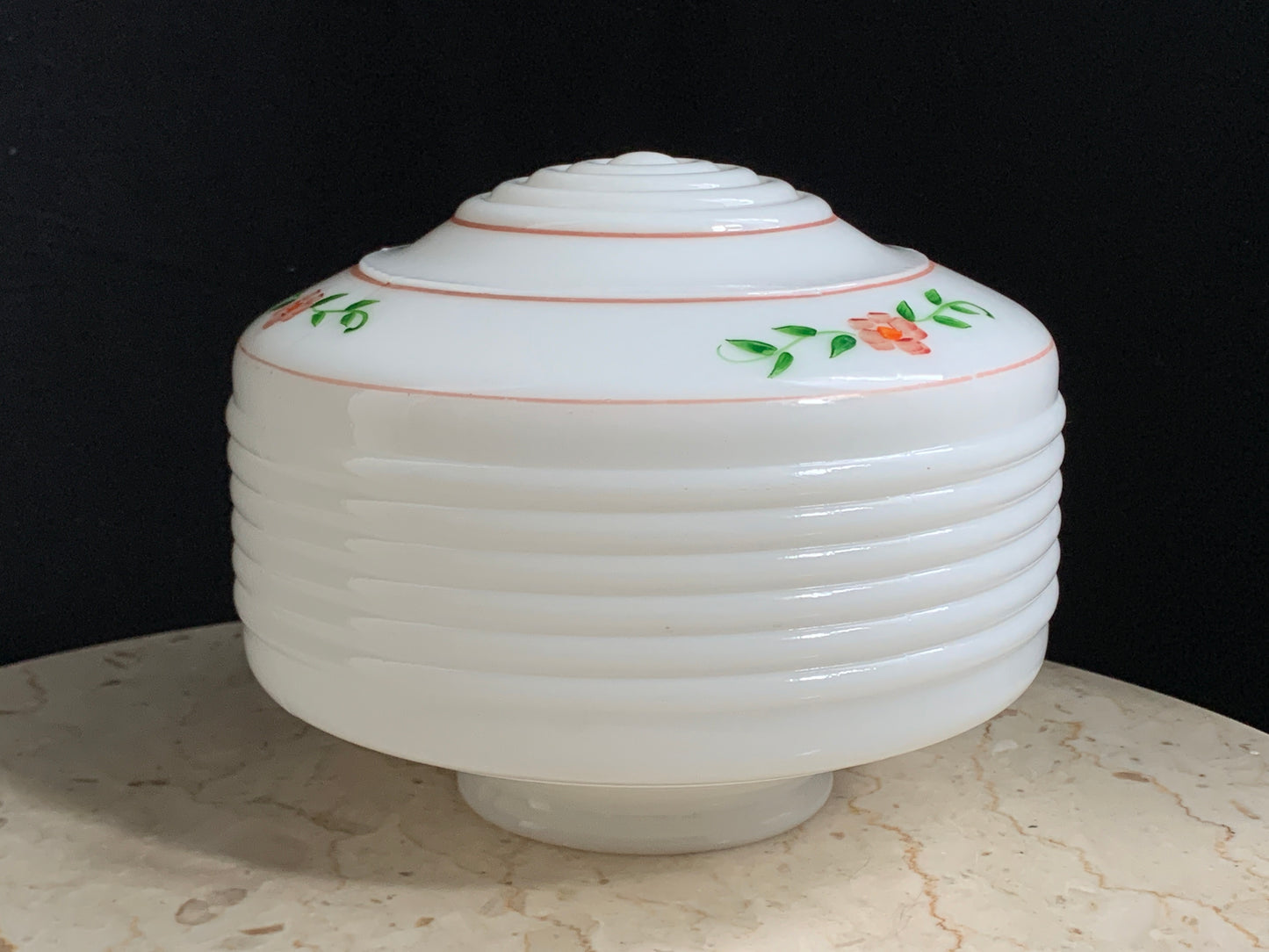 Hand Painted Milk Glass Light Cover