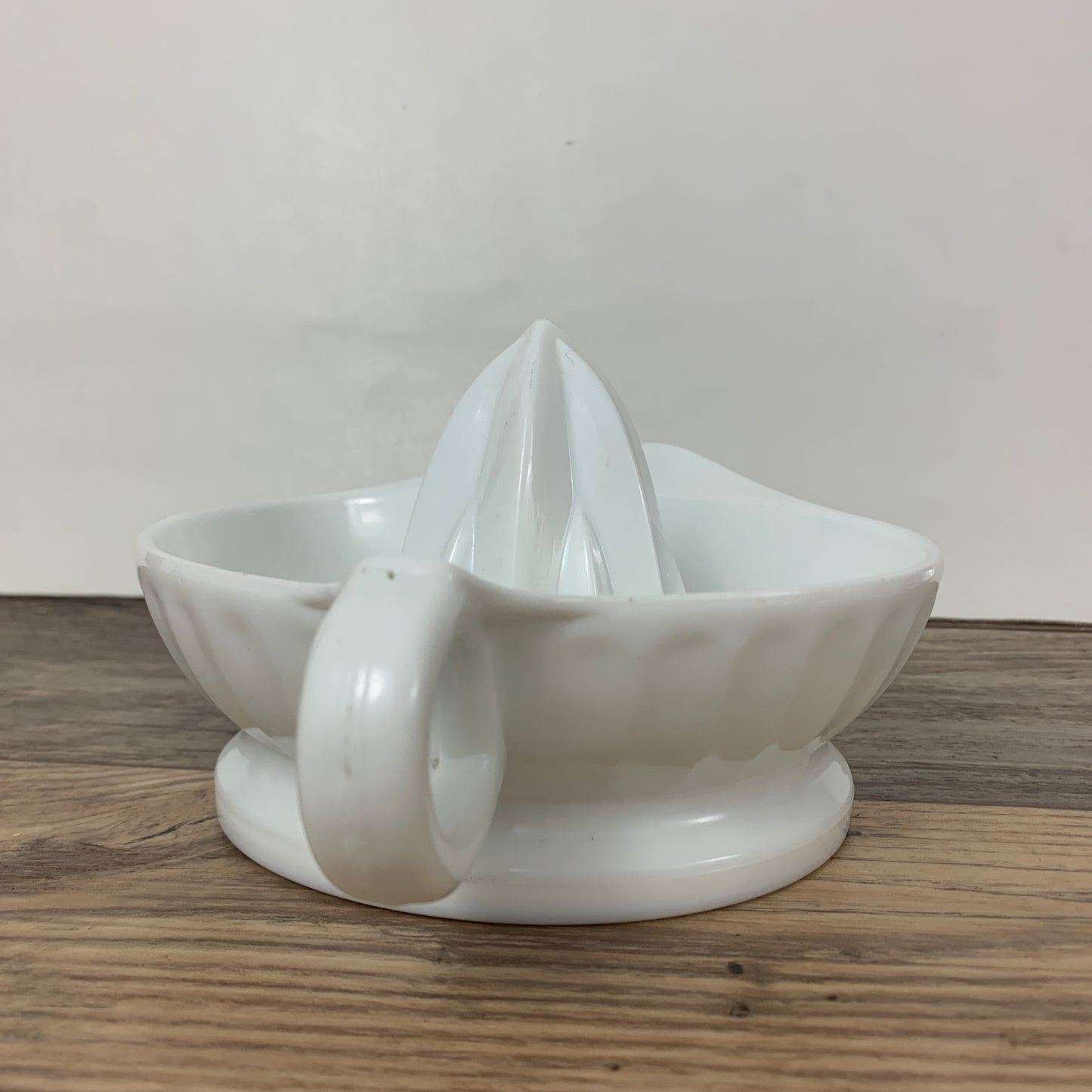 Milk Glass Citrus Reamer, Vintage Juice Press
