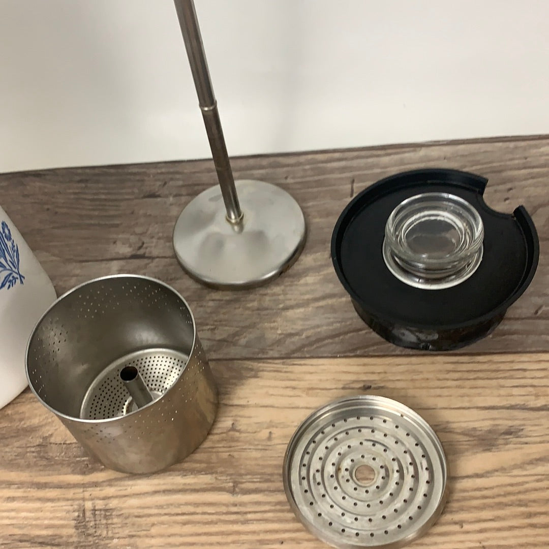Vintage Coffee Percolator, Blue Cornflower Coring Ware Vintage Percolator