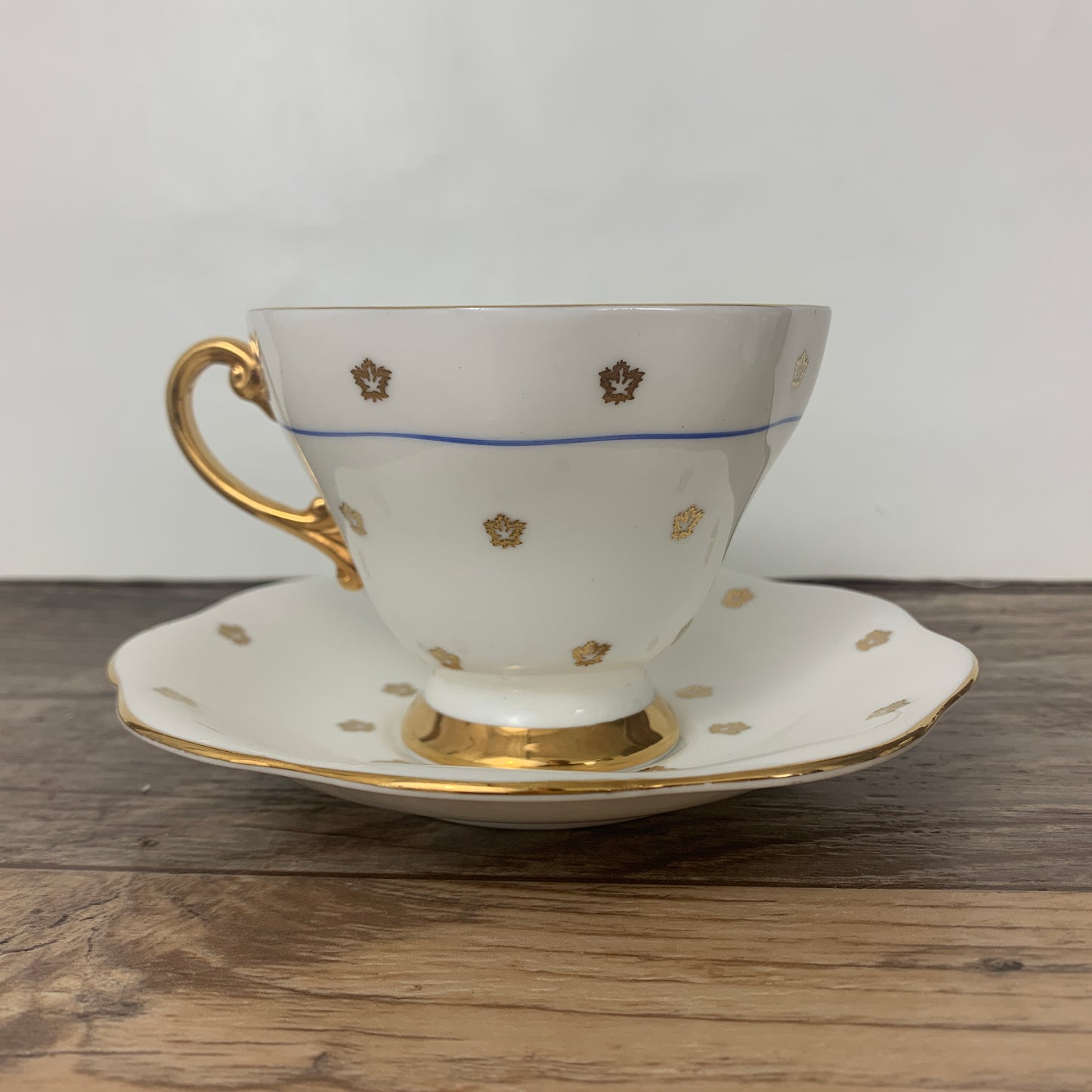 White and Gold Vintage Teacup and Saucer For Home and Country EB Foley