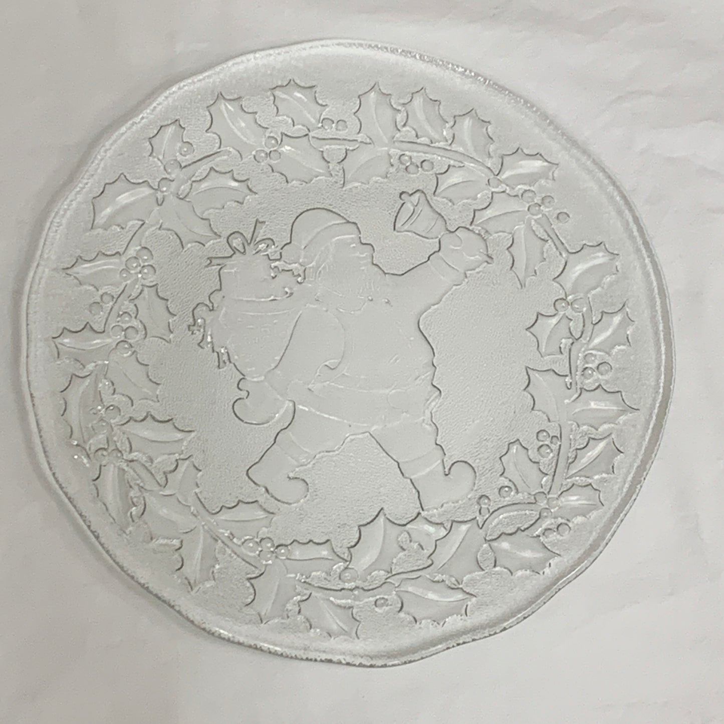 Large Clear Glass Platter, Santa Serving Tray